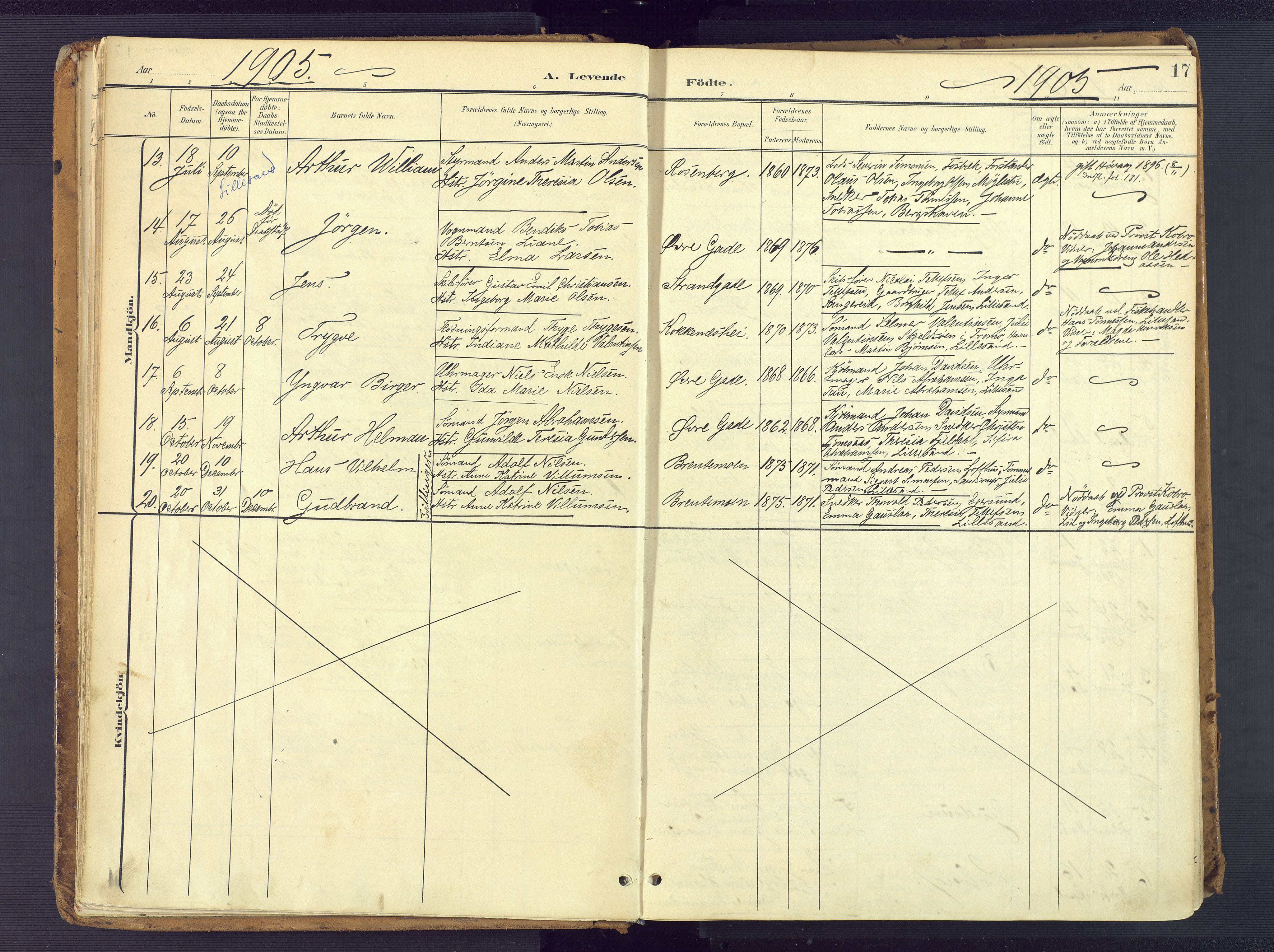 Vestre Moland sokneprestkontor, AV/SAK-1111-0046/F/Fa/Faa/L0002: Parish register (official) no. A 2, 1900-1926, p. 17