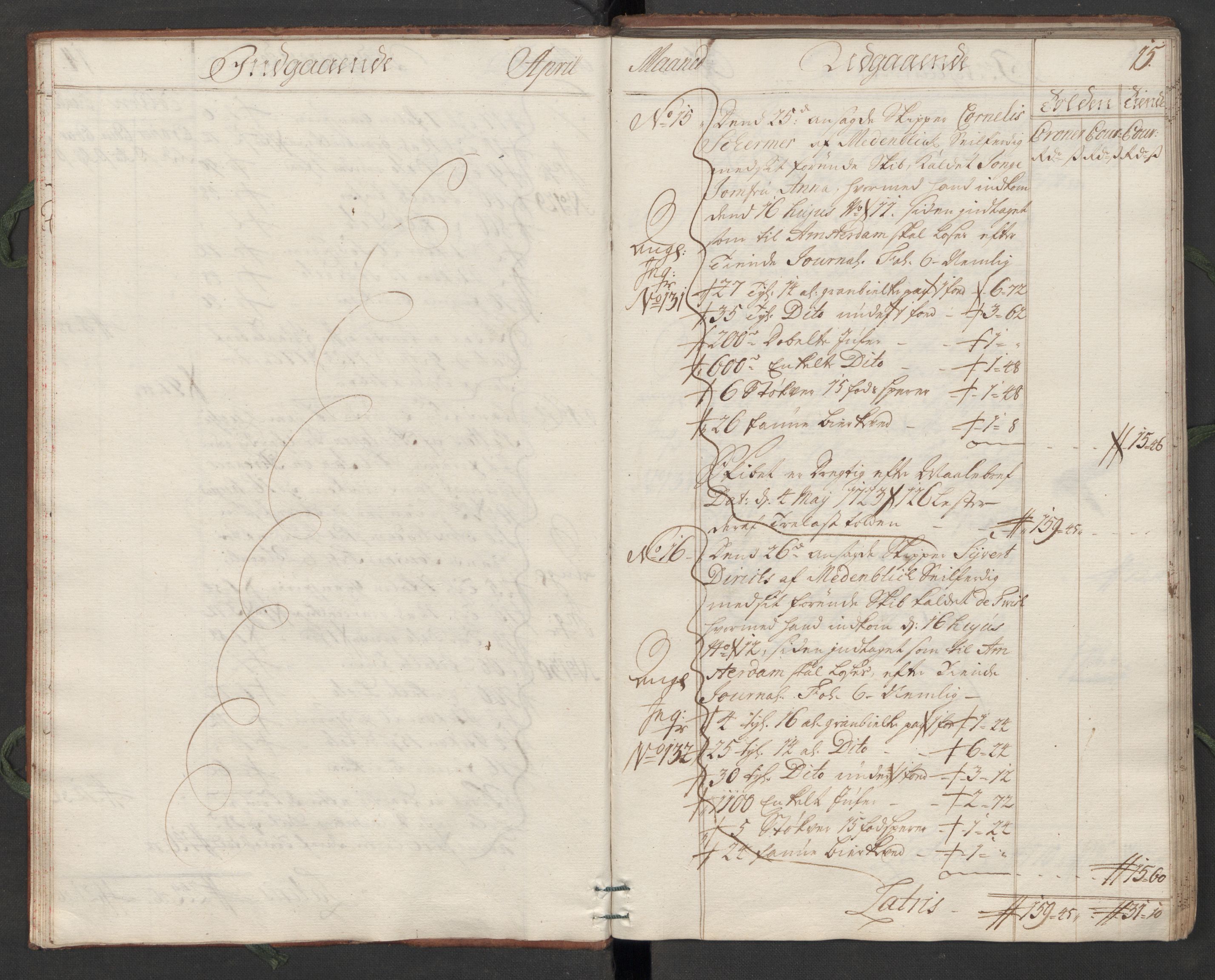 Generaltollkammeret, tollregnskaper, AV/RA-EA-5490/R07/L0009/0001: Tollregnskaper Sand / Hovedtollbok, 1731, p. 14b-15a