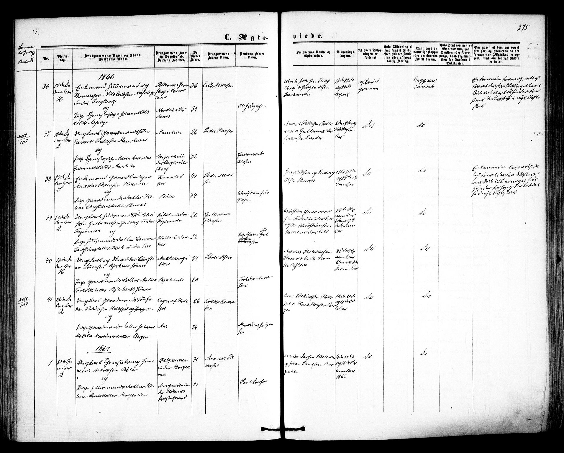 Høland prestekontor Kirkebøker, SAO/A-10346a/F/Fa/L0011: Parish register (official) no. I 11, 1862-1869, p. 275