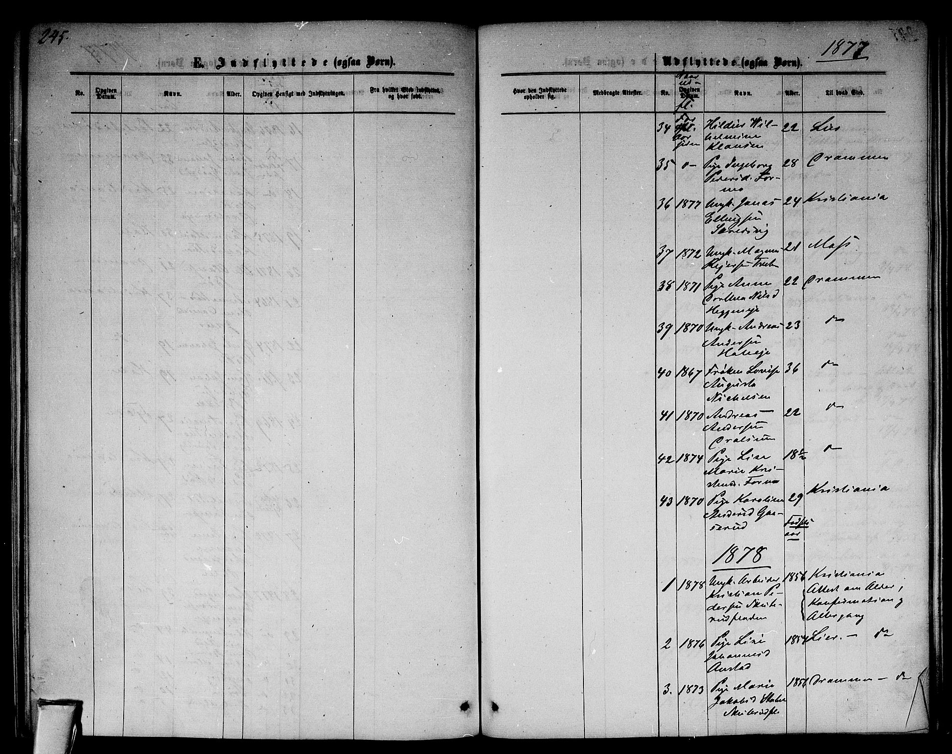 Modum kirkebøker, AV/SAKO-A-234/G/Ga/L0007: Parish register (copy) no. I 7, 1869-1878, p. 245