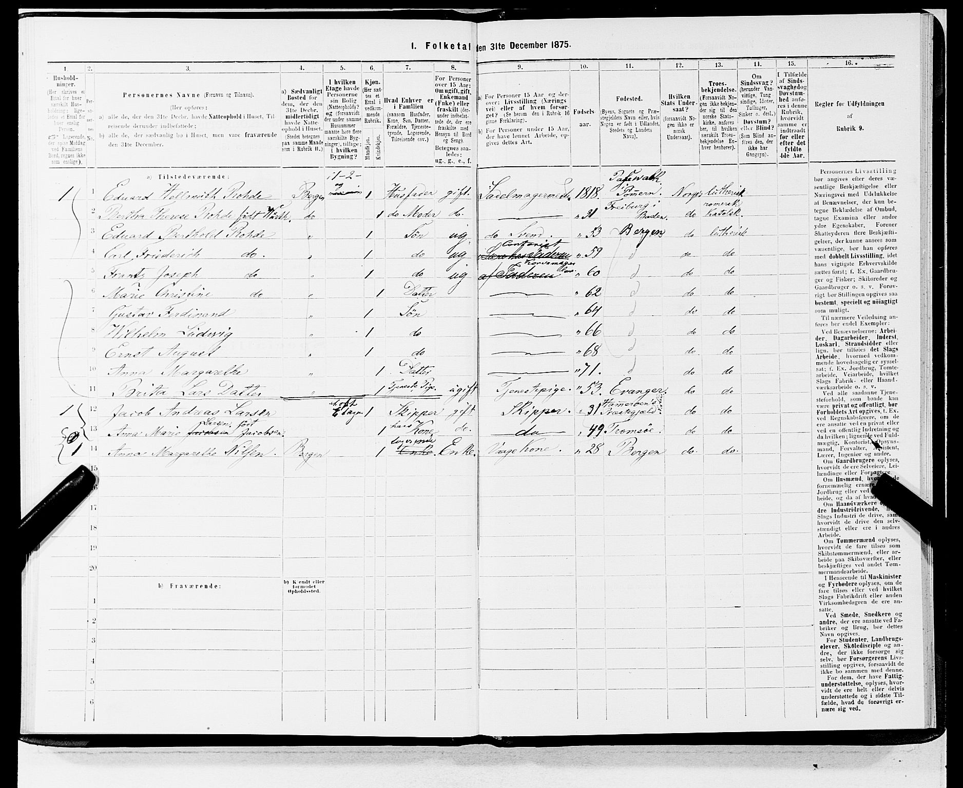 SAB, 1875 census for 1301 Bergen, 1875, p. 3167