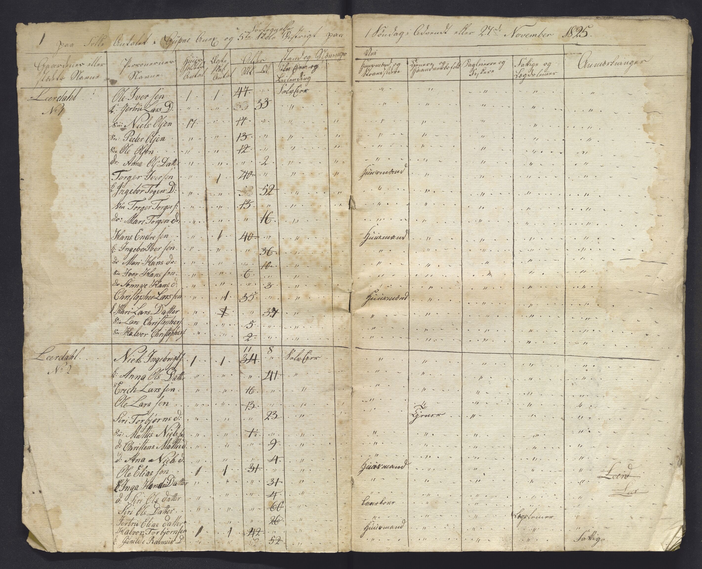 , 1825 Census for Luster parish, 1825, p. 95