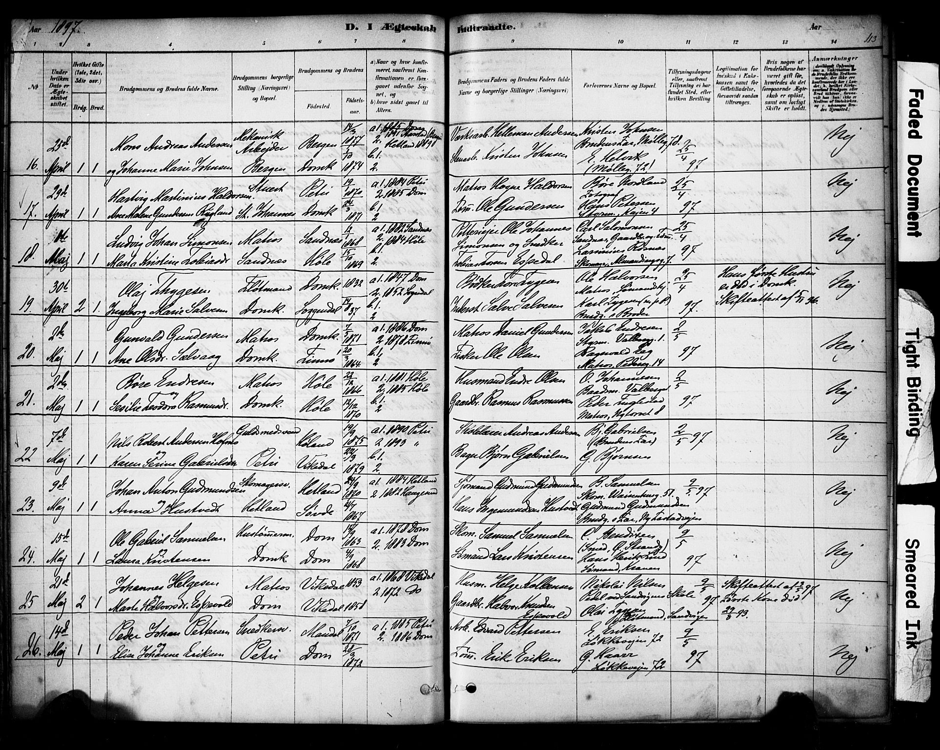 Domkirken sokneprestkontor, AV/SAST-A-101812/001/30/30BA/L0029: Parish register (official) no. A 28, 1878-1904, p. 113