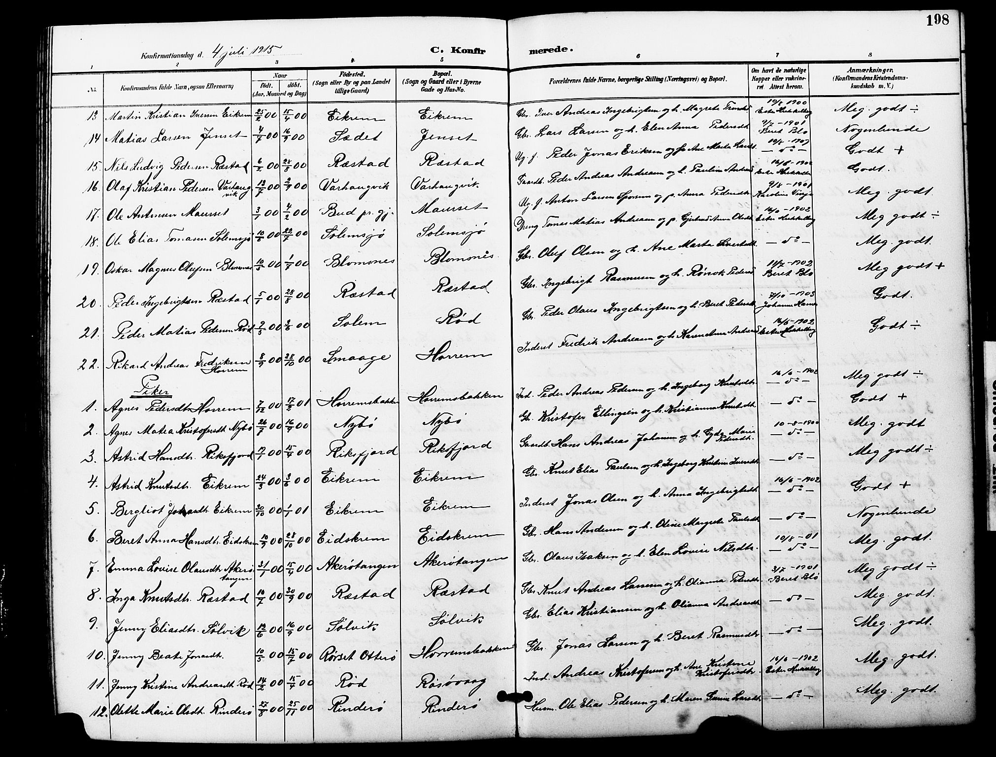 Ministerialprotokoller, klokkerbøker og fødselsregistre - Møre og Romsdal, AV/SAT-A-1454/560/L0725: Parish register (copy) no. 560C02, 1895-1930, p. 198