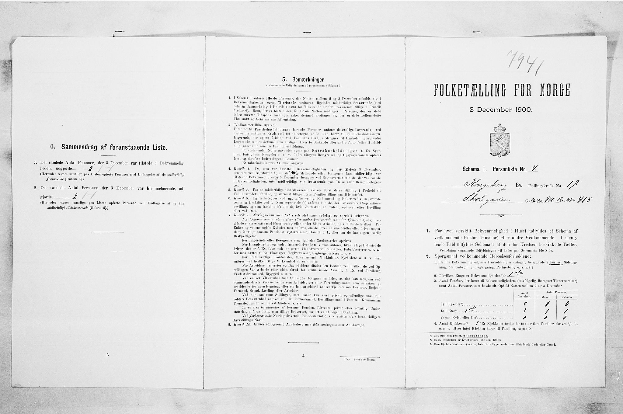 RA, 1900 census for Kongsberg, 1900, p. 3362