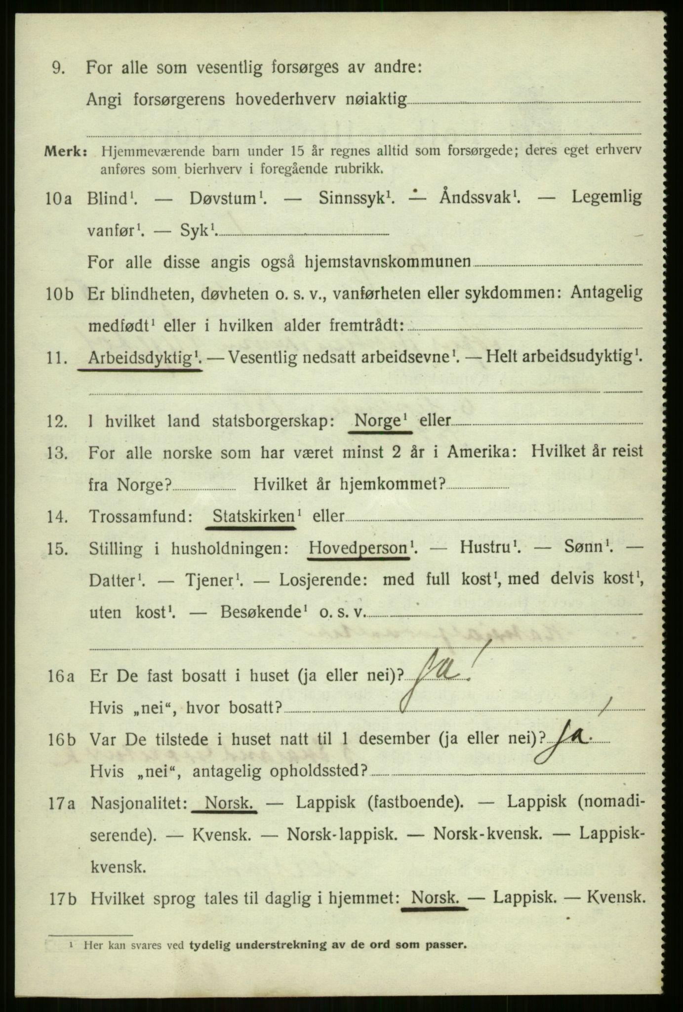 SATØ, 1920 census for Berg, 1920, p. 2046