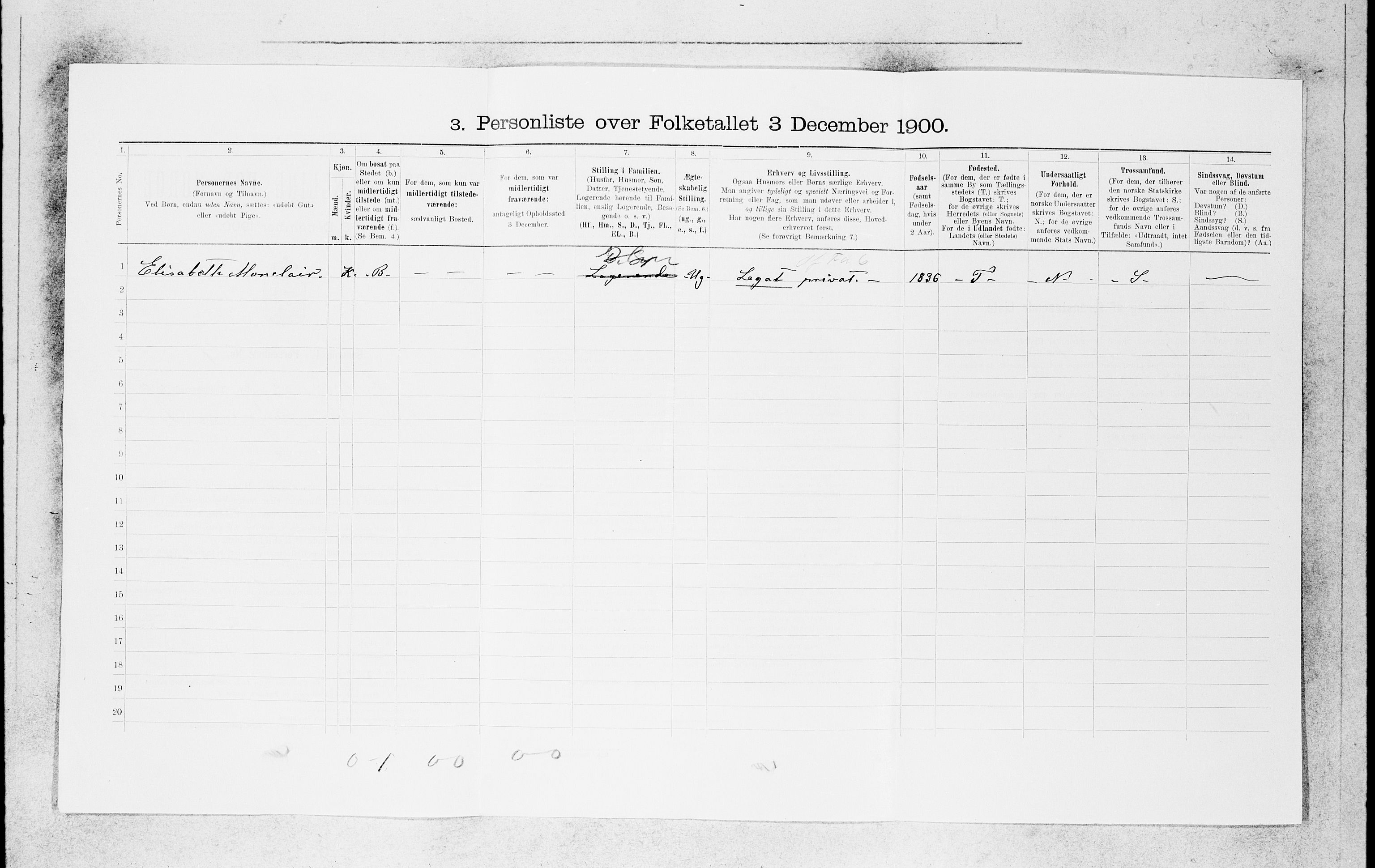 SAB, 1900 census for Bergen, 1900, p. 19264