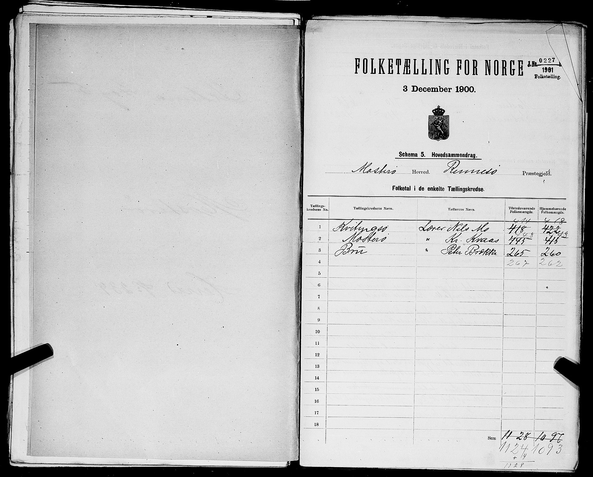 SAST, 1900 census for Mosterøy, 1900, p. 2