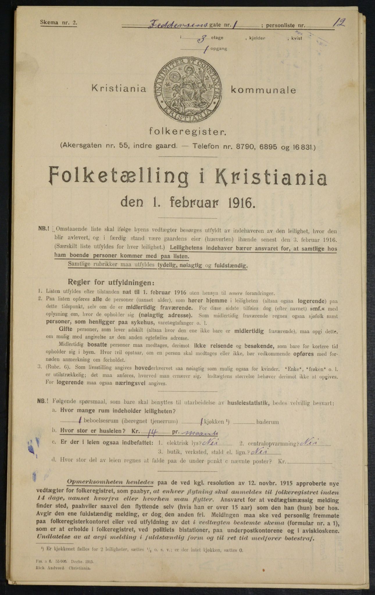 OBA, Municipal Census 1916 for Kristiania, 1916, p. 24361