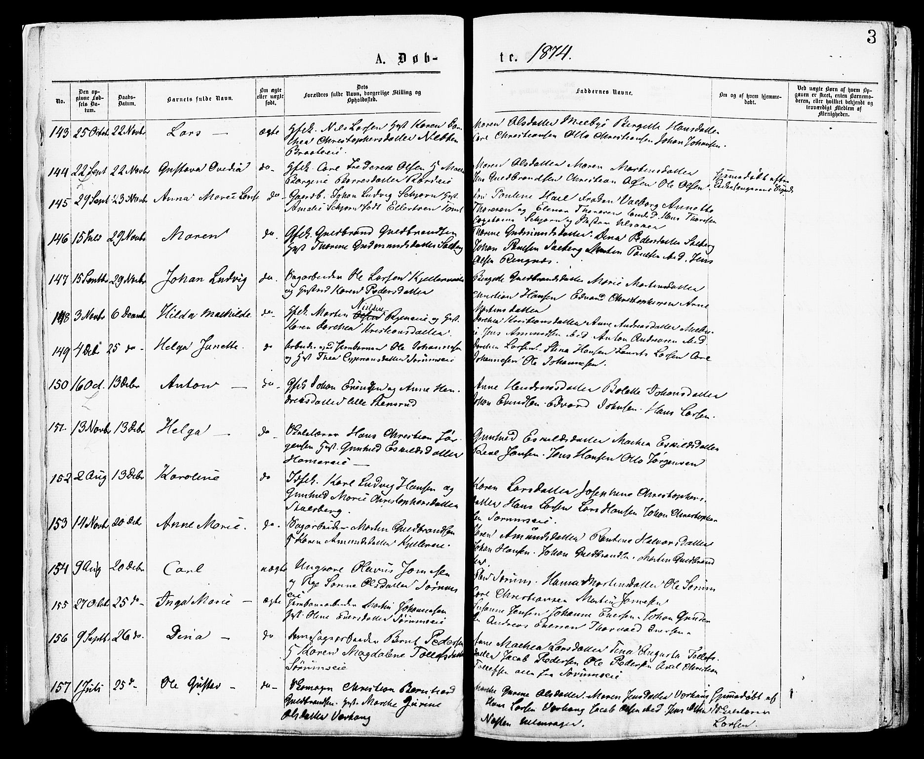 Skedsmo prestekontor Kirkebøker, SAO/A-10033a/F/Fa/L0012: Parish register (official) no. I 12, 1876-1883, p. 3