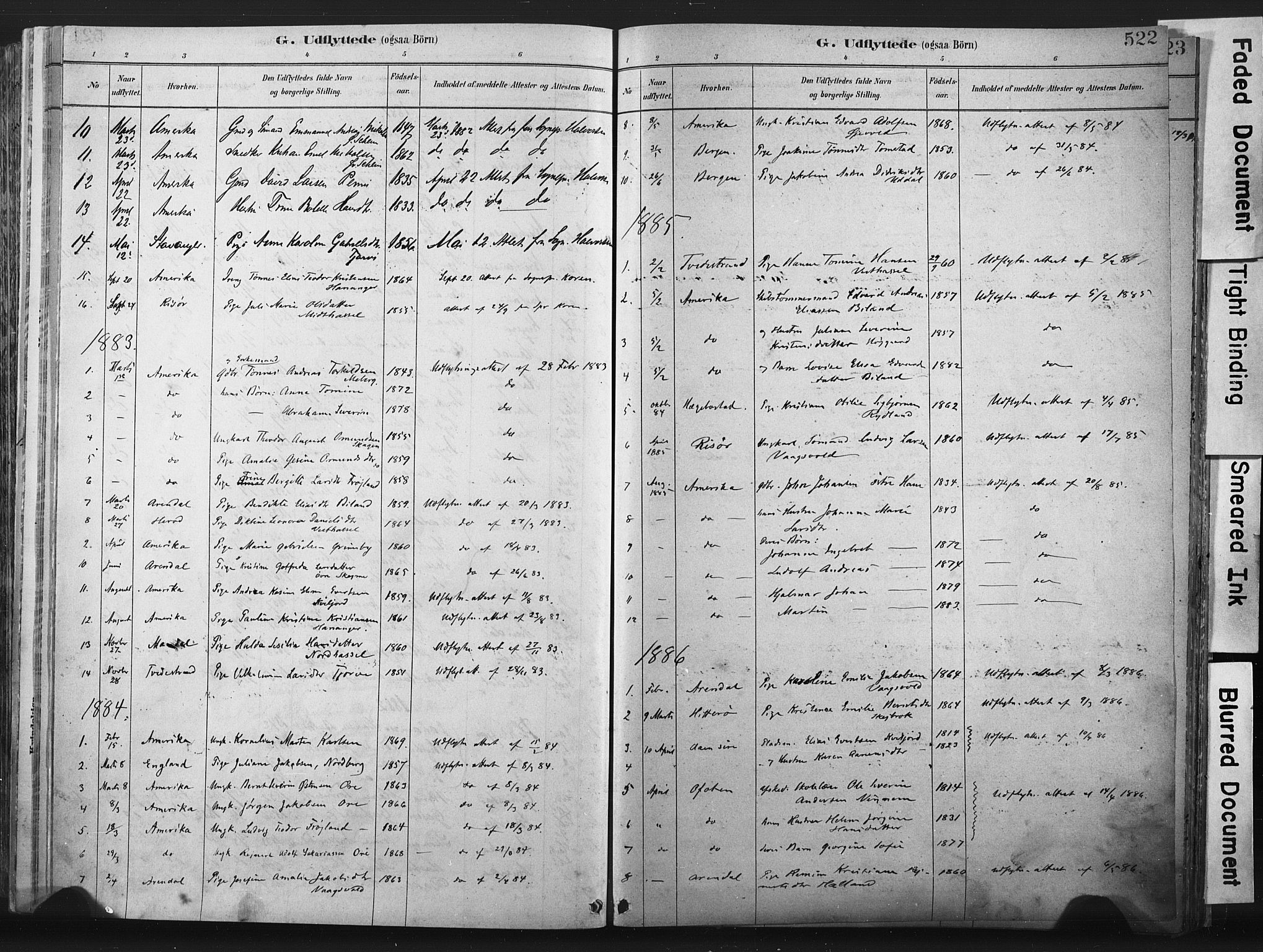 Lista sokneprestkontor, SAK/1111-0027/F/Fa/L0012: Parish register (official) no. A 12, 1879-1903, p. 522