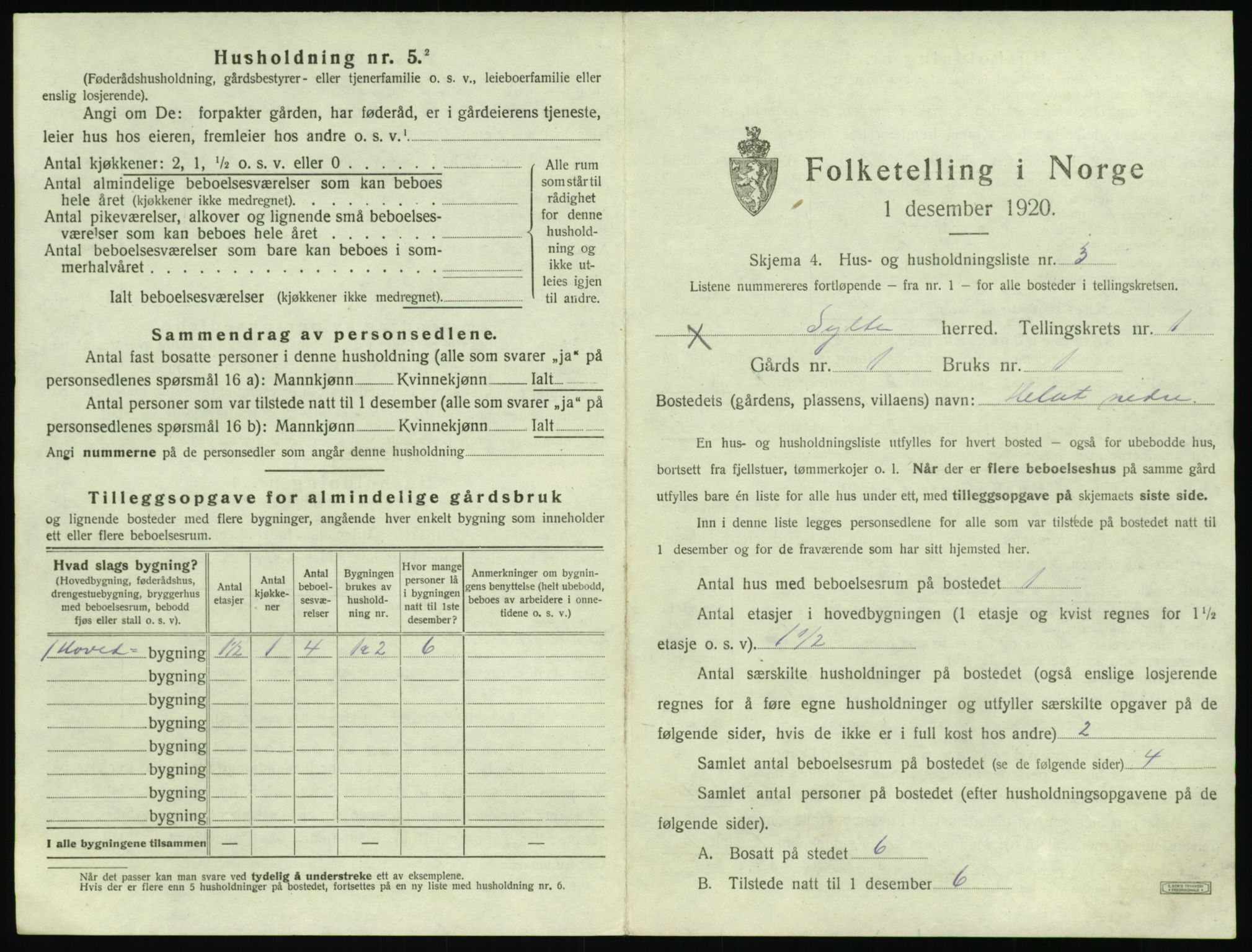 SAT, 1920 census for Sylte, 1920, p. 27