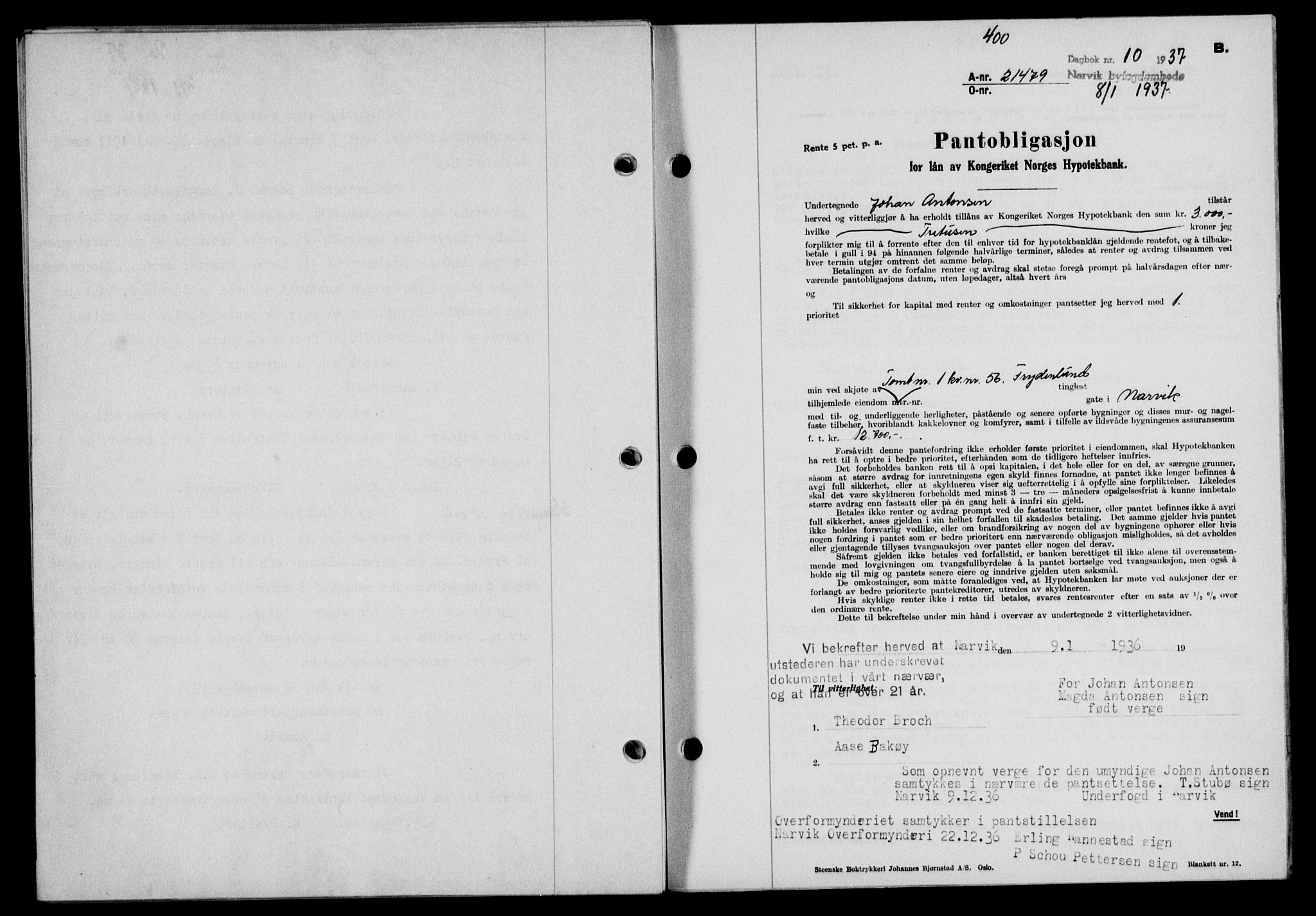 Narvik sorenskriveri, SAT/A-0002/1/2/2C/2Ca/L0011: Mortgage book no. 14, 1935-1937, Deed date: 08.01.1937