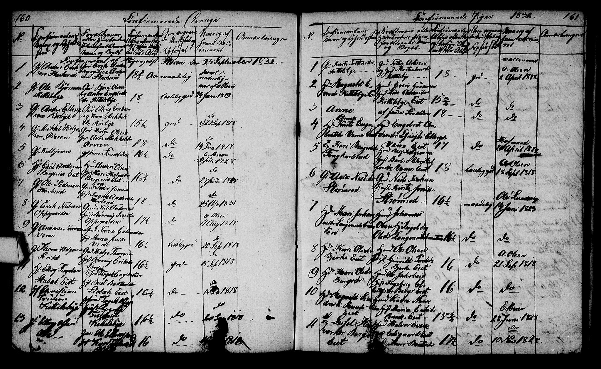 Lunder kirkebøker, SAKO/A-629/G/Ga/L0001: Parish register (copy) no. I 1, 1832-1849, p. 160-161