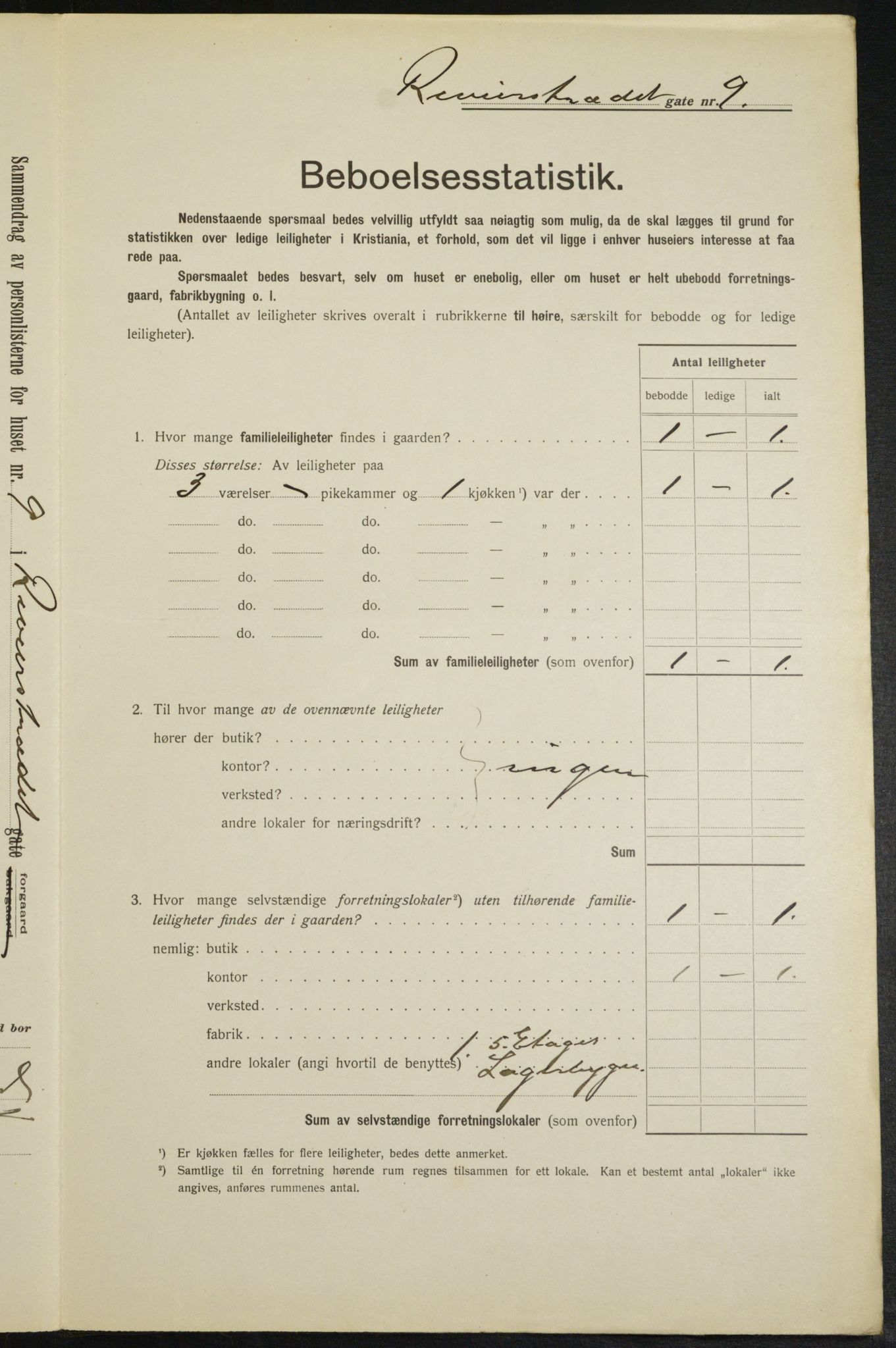 OBA, Municipal Census 1913 for Kristiania, 1913, p. 82952