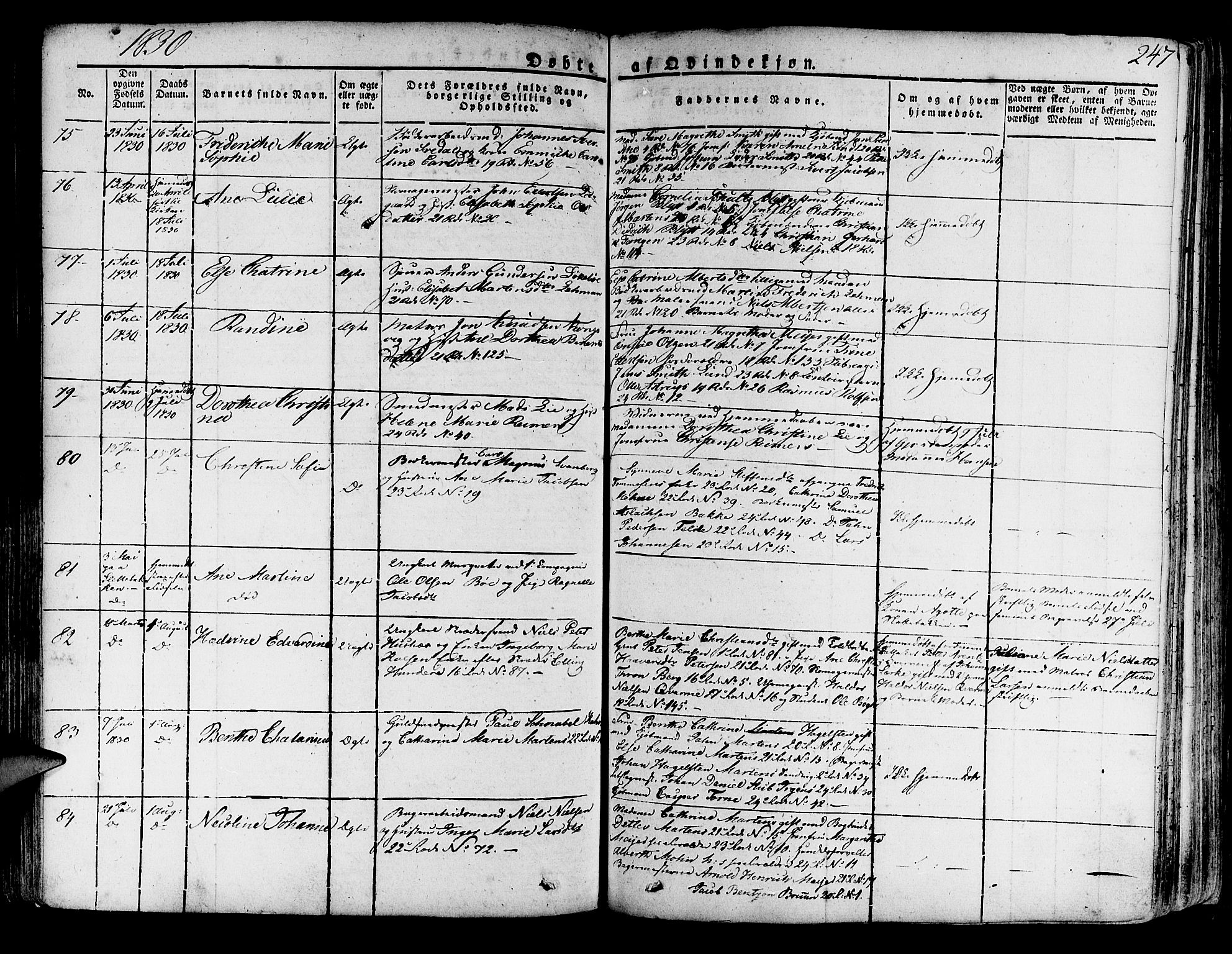 Korskirken sokneprestembete, AV/SAB-A-76101/H/Haa/L0014: Parish register (official) no. A 14, 1823-1835, p. 247