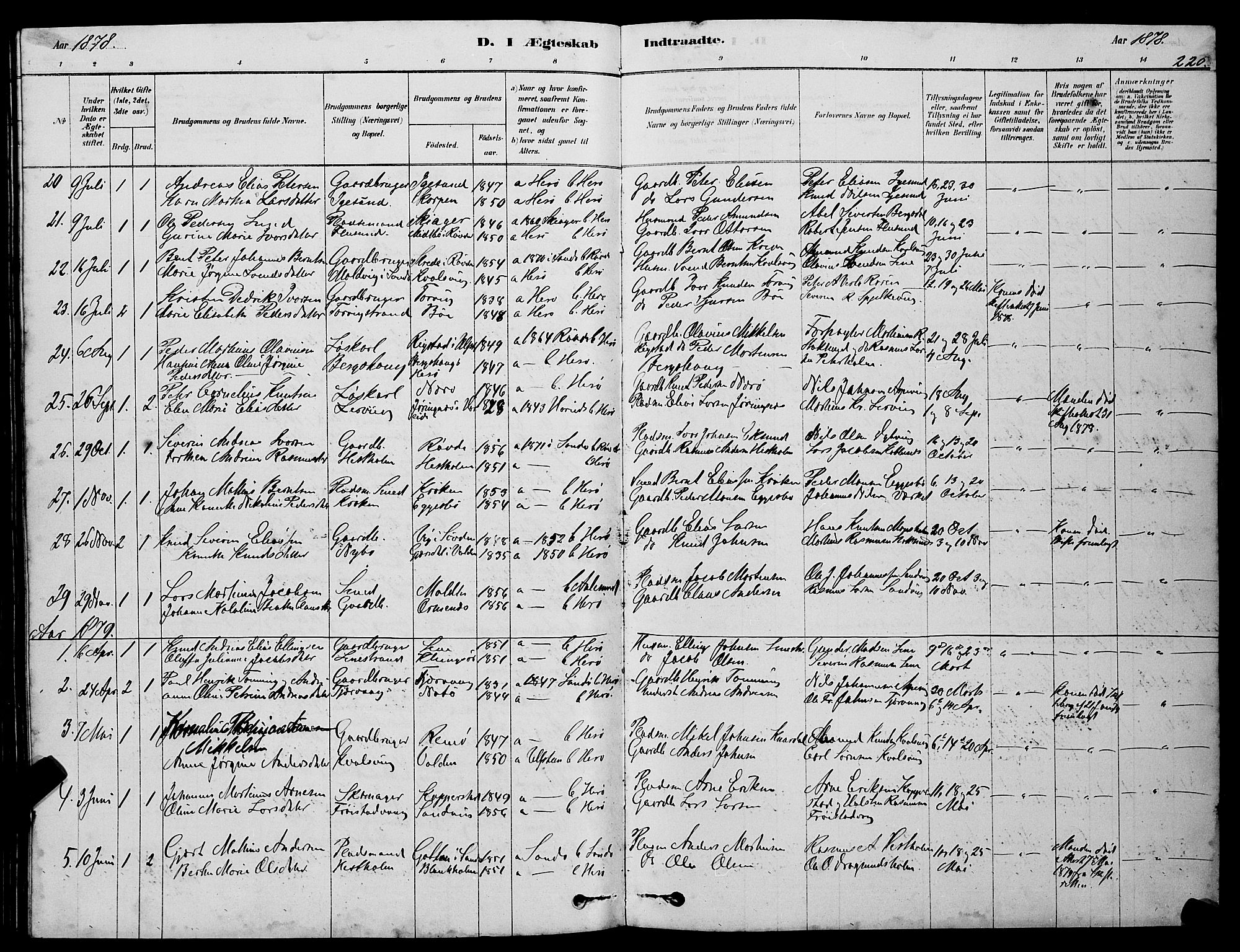 Ministerialprotokoller, klokkerbøker og fødselsregistre - Møre og Romsdal, AV/SAT-A-1454/507/L0081: Parish register (copy) no. 507C04, 1878-1898, p. 220