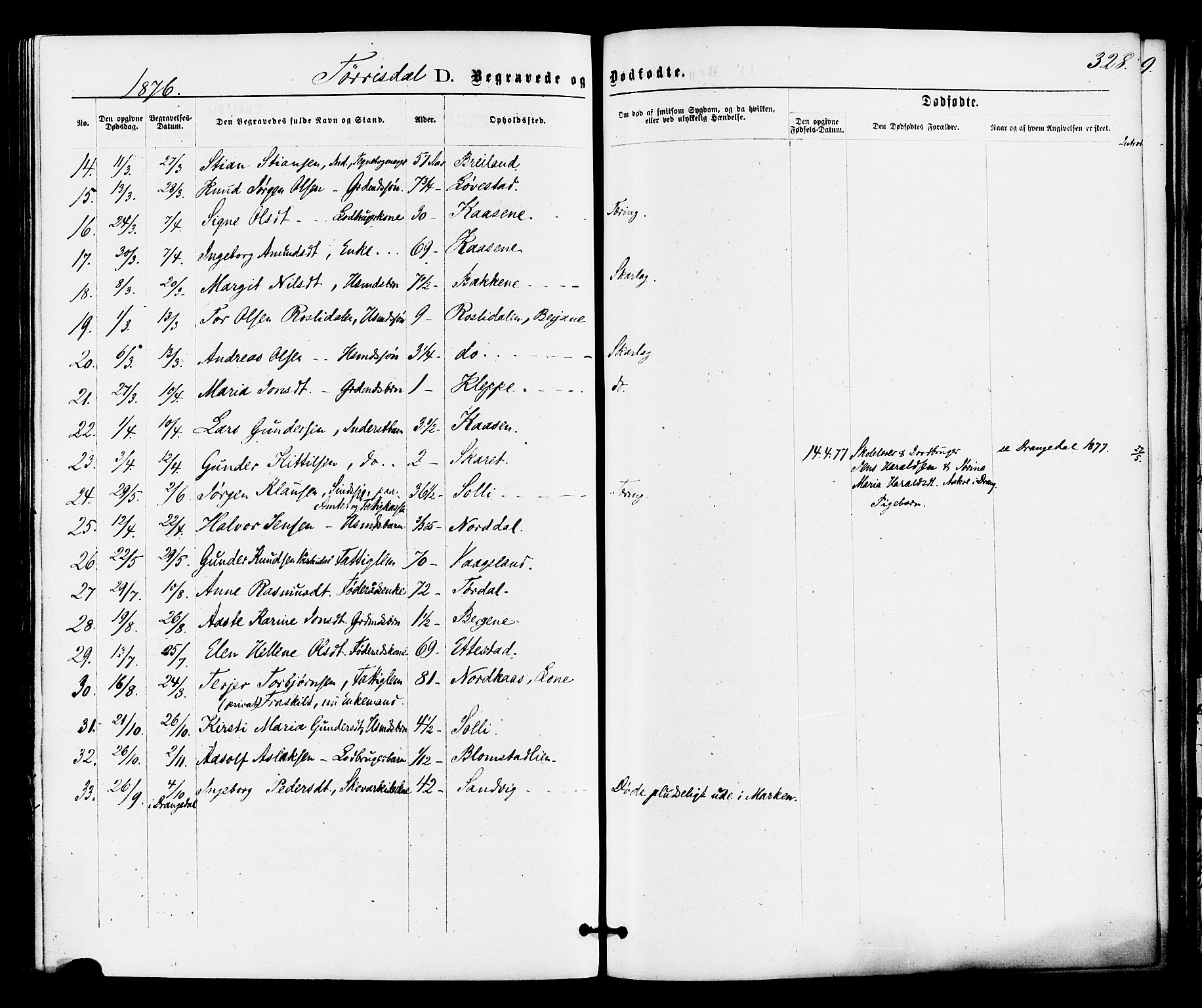 Drangedal kirkebøker, SAKO/A-258/F/Fa/L0009: Parish register (official) no. 9 /2, 1872-1884, p. 328