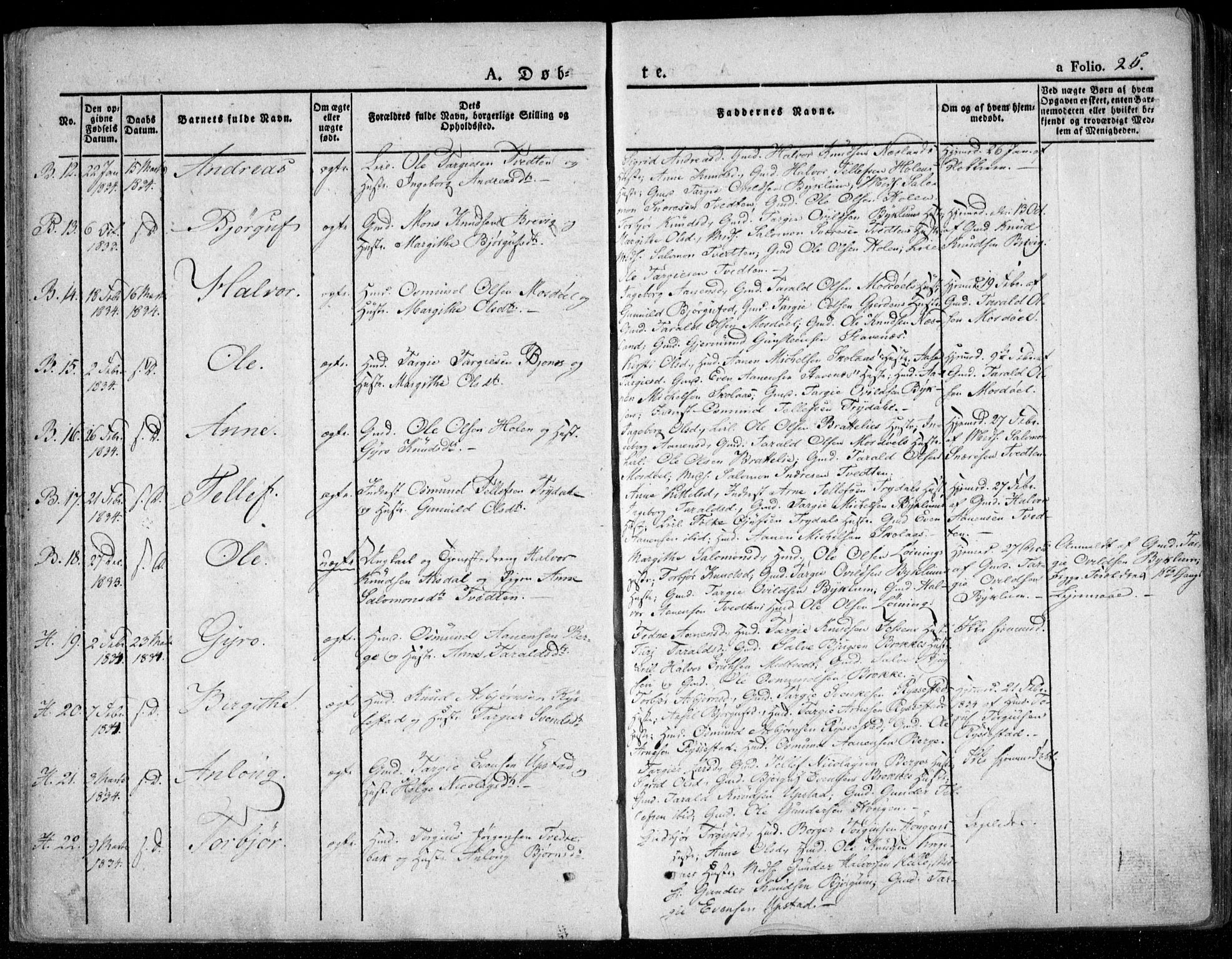 Valle sokneprestkontor, AV/SAK-1111-0044/F/Fa/Fac/L0006: Parish register (official) no. A 6, 1831-1853, p. 25