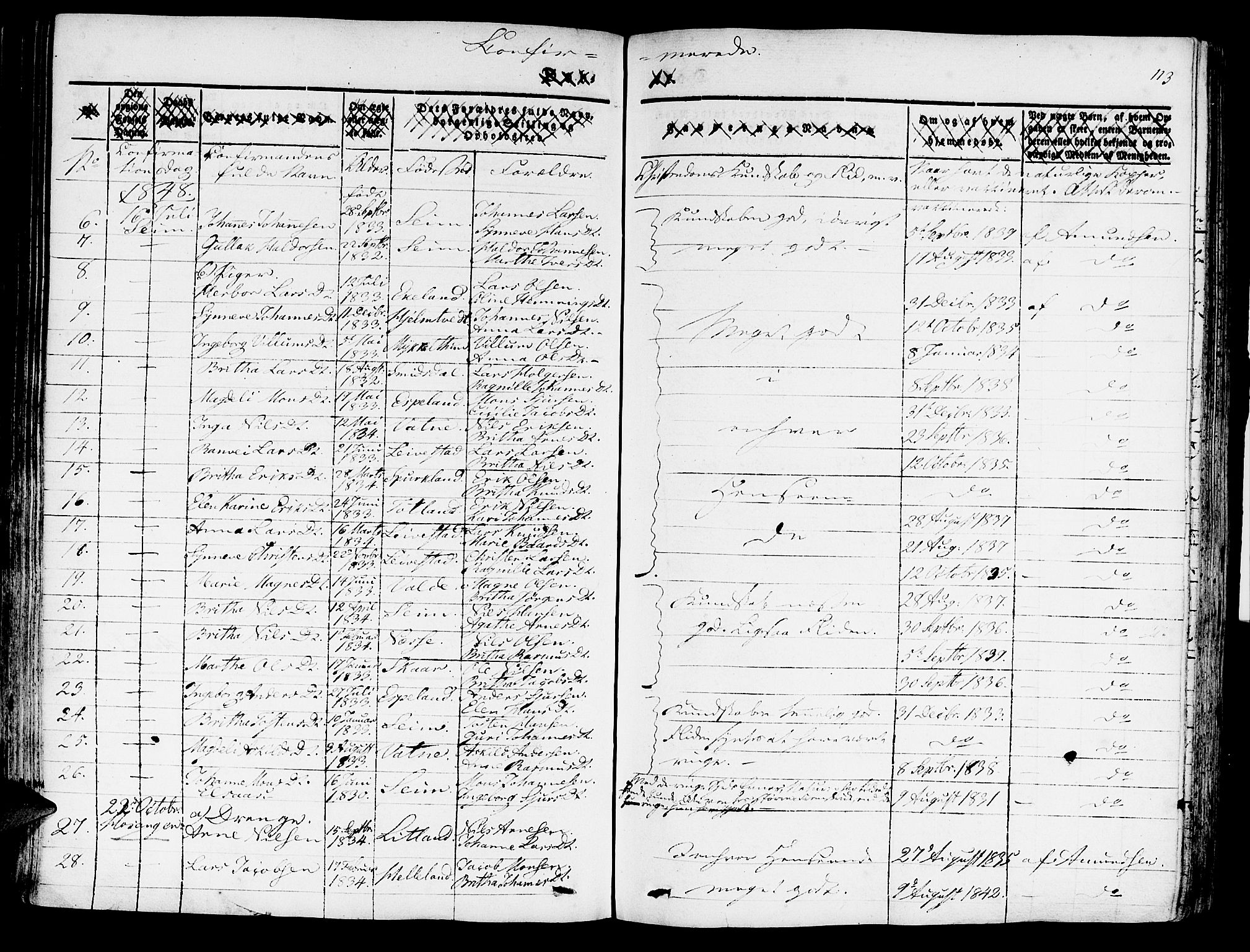 Hosanger sokneprestembete, AV/SAB-A-75801/H/Haa: Parish register (official) no. A 7, 1835-1848, p. 113