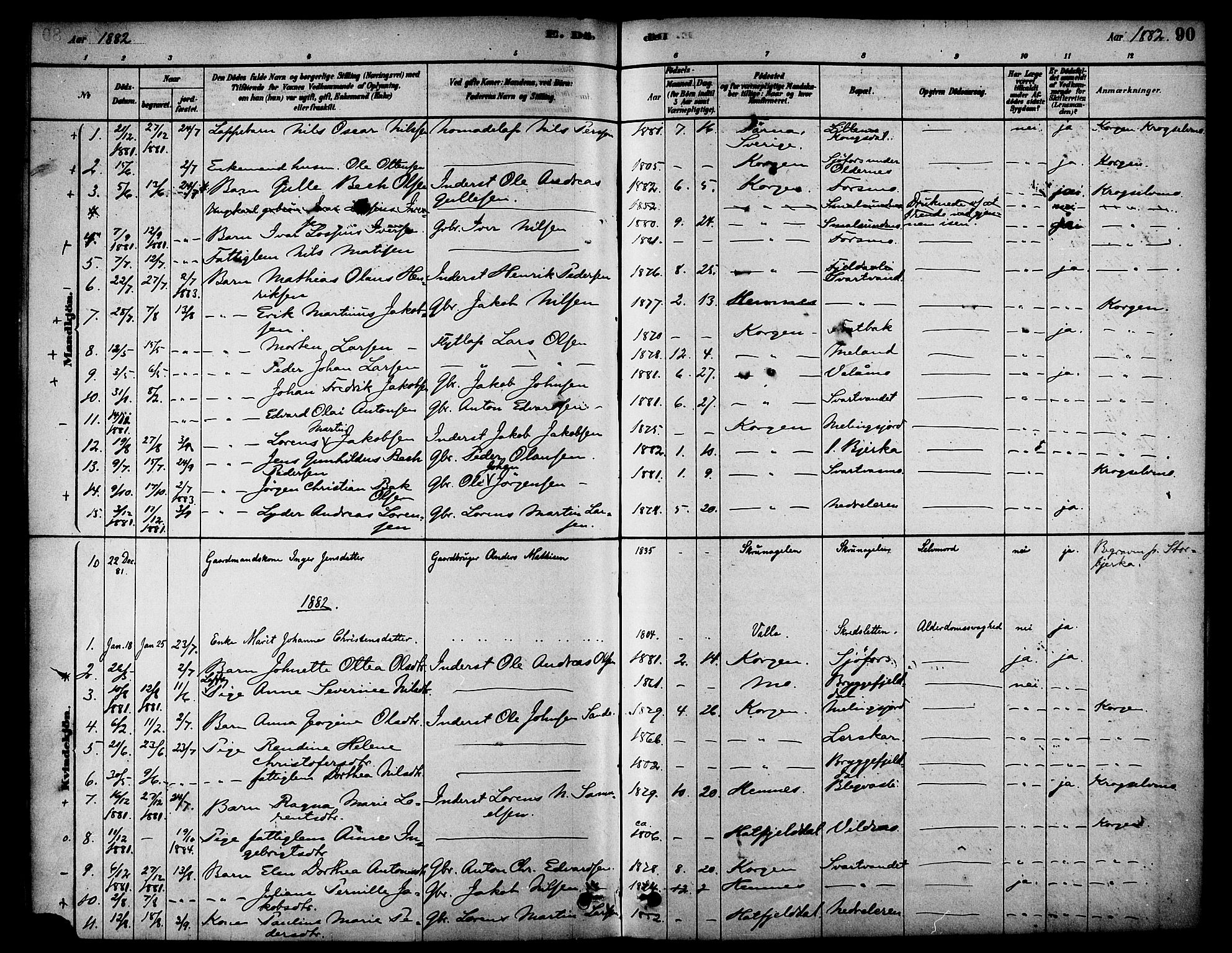 Ministerialprotokoller, klokkerbøker og fødselsregistre - Nordland, SAT/A-1459/826/L0379: Parish register (official) no. 826A02, 1878-1895, p. 90