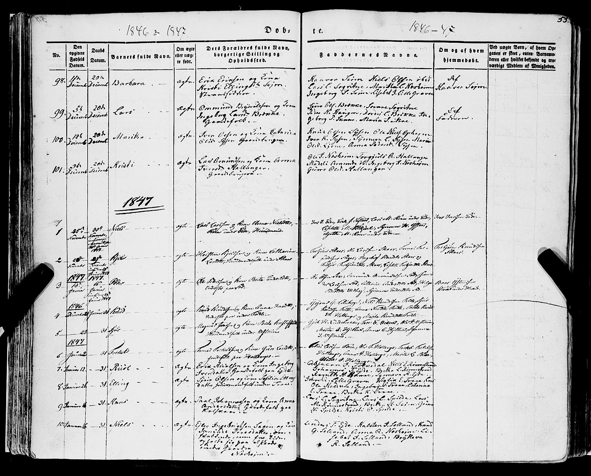 Ulvik sokneprestembete, SAB/A-78801/H/Haa: Parish register (official) no. A 12, 1839-1853, p. 55