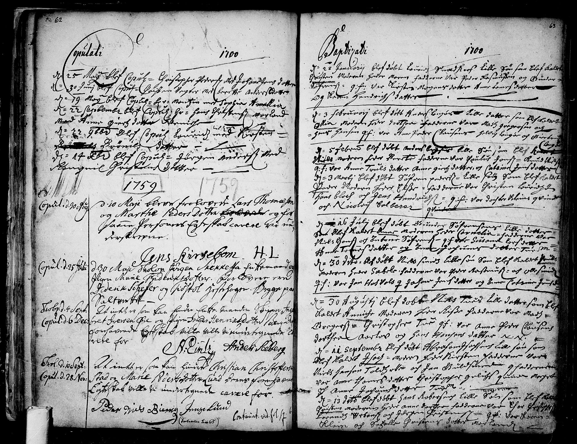 Tønsberg kirkebøker, AV/SAKO-A-330/F/Fa/L0001: Parish register (official) no. I 1, 1688-1760, p. 62-63