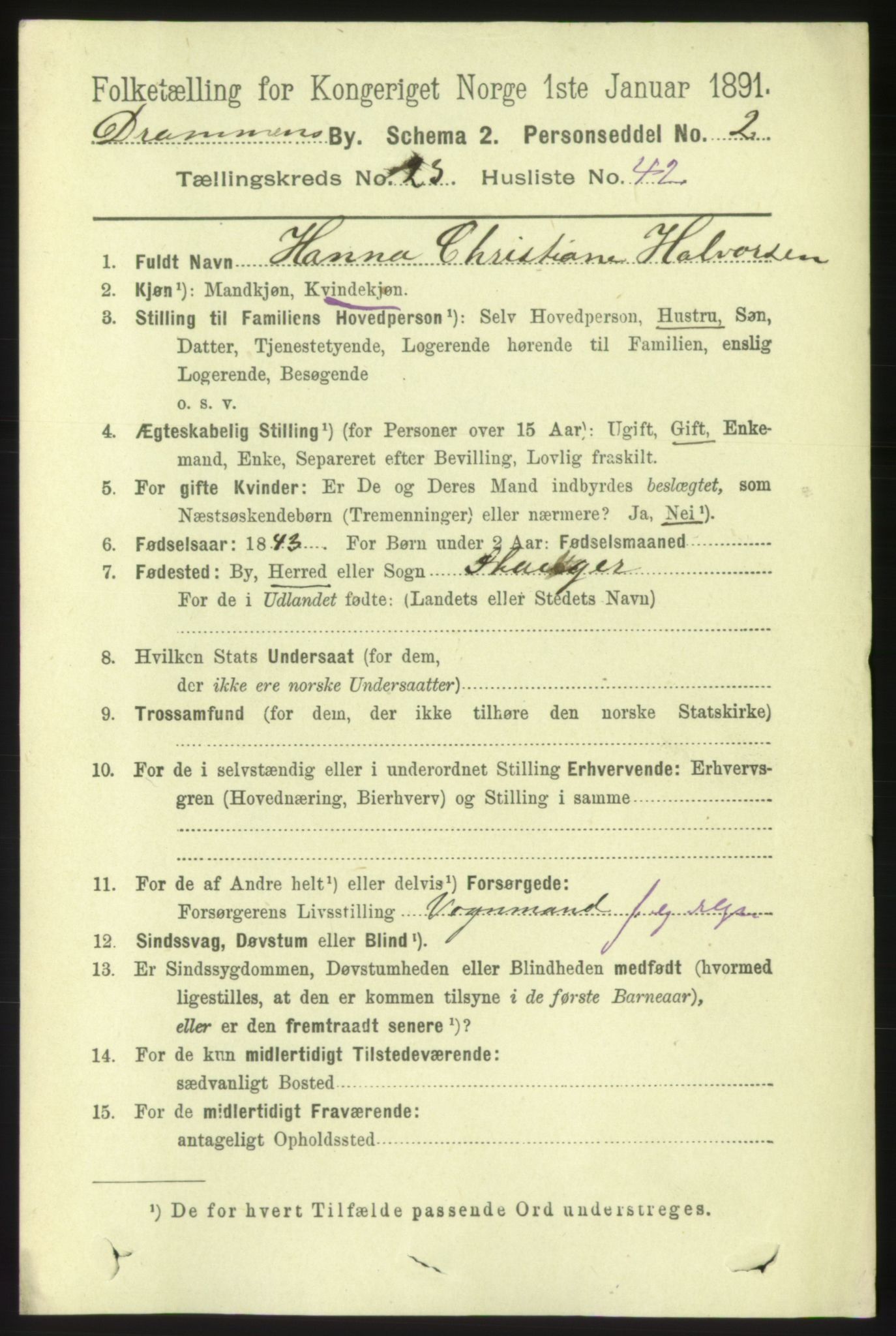 RA, 1891 census for 0602 Drammen, 1891, p. 14712