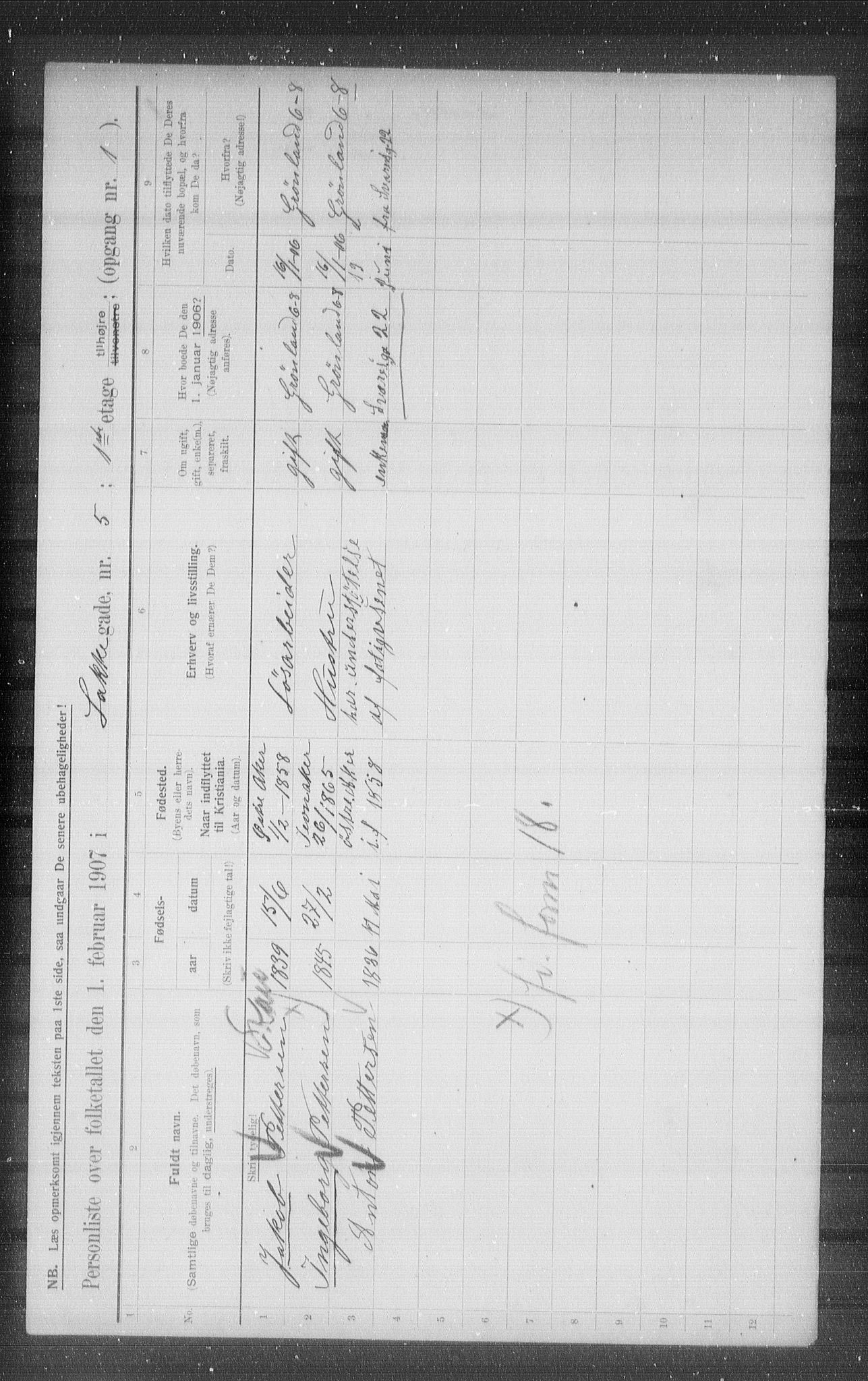 OBA, Municipal Census 1907 for Kristiania, 1907, p. 28240