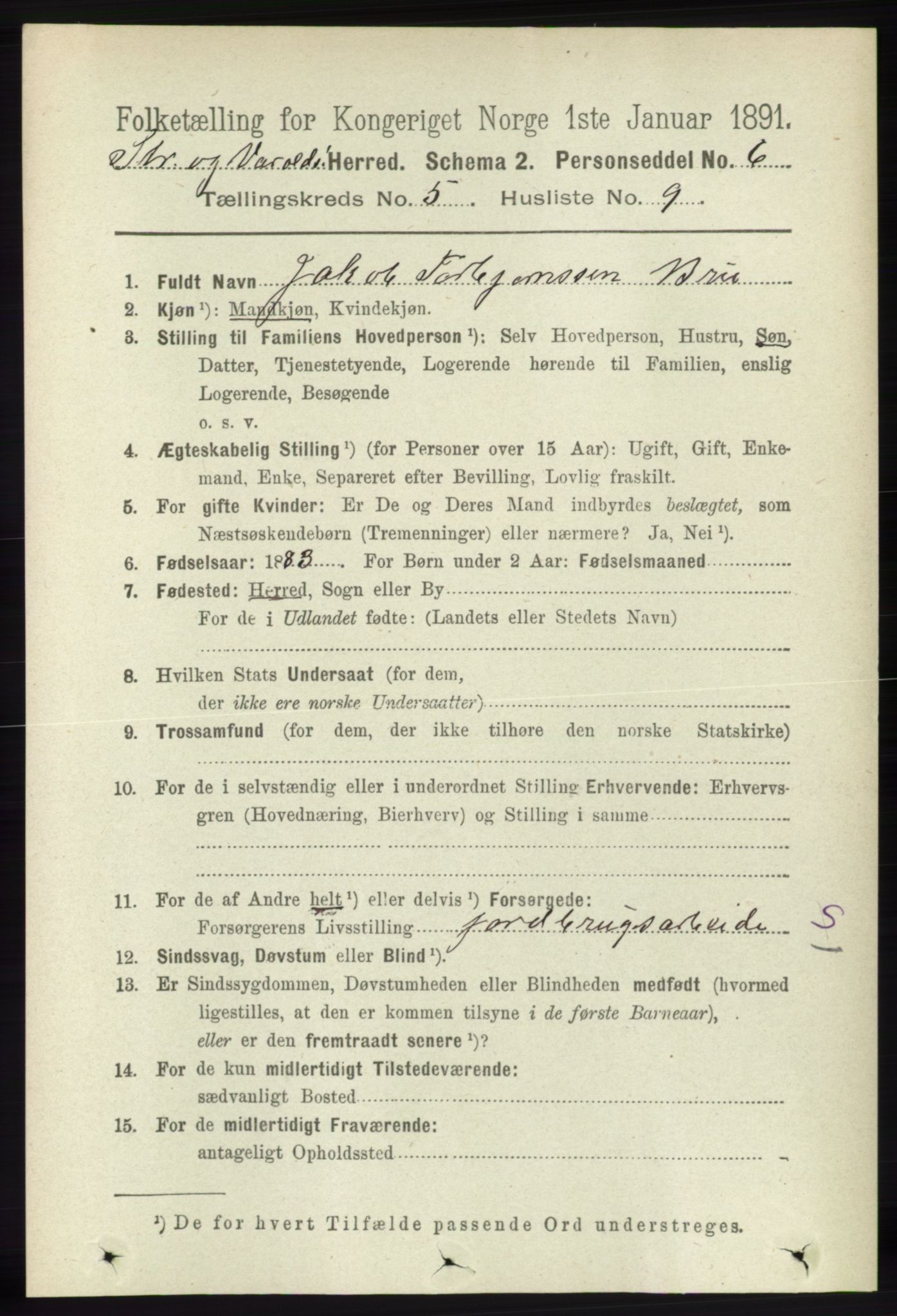 RA, 1891 census for 1226 Strandebarm og Varaldsøy, 1891, p. 1930