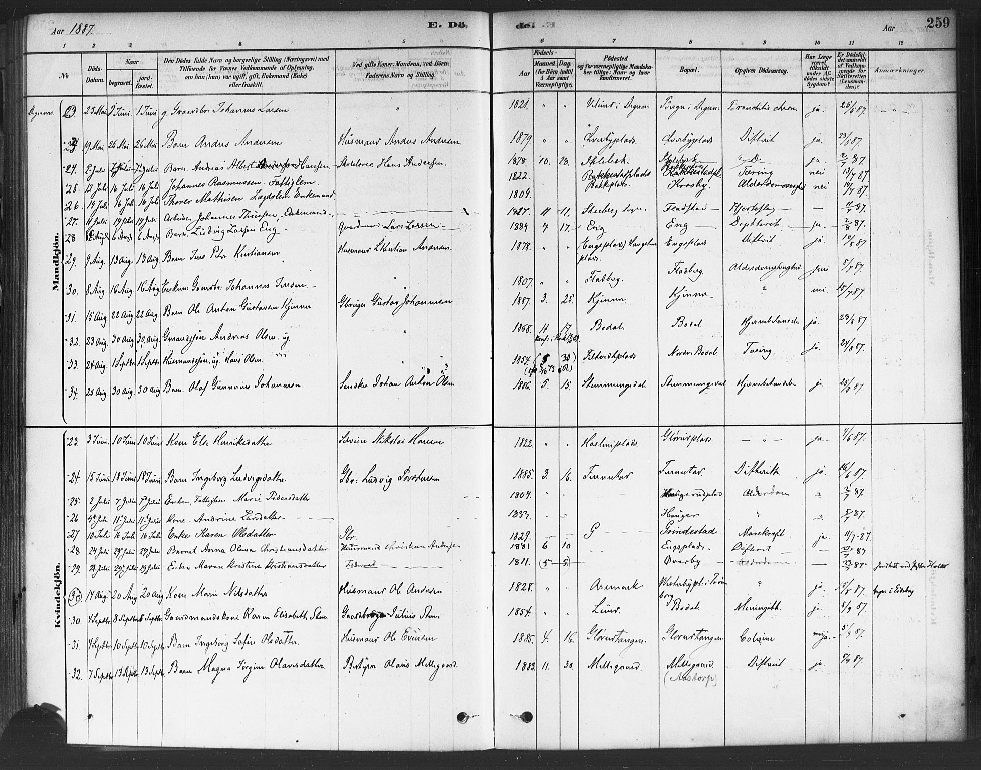 Rakkestad prestekontor Kirkebøker, AV/SAO-A-2008/F/Fa/L0012: Parish register (official) no. I 12, 1878-1893, p. 259