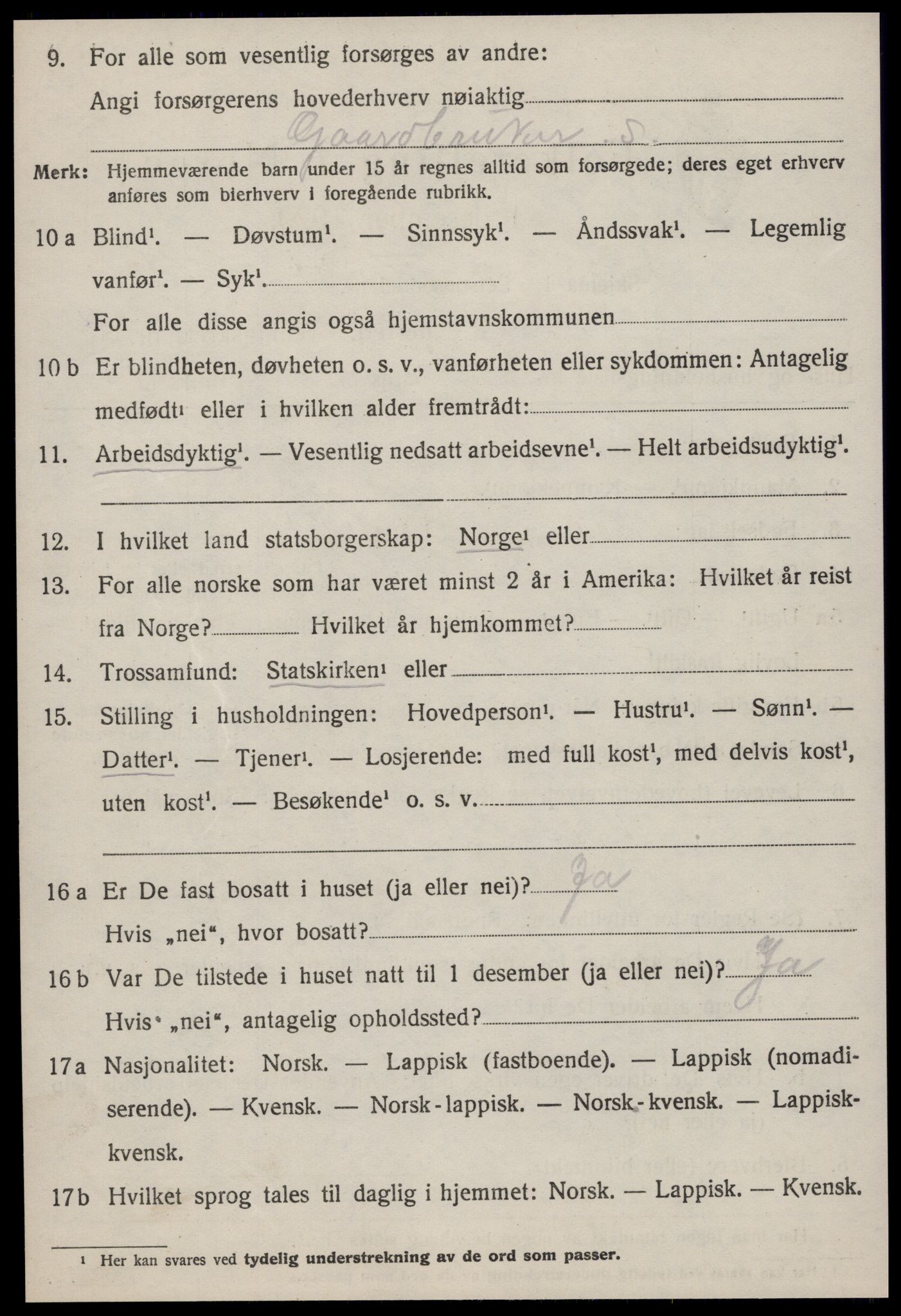 SAT, 1920 census for Geitastrand, 1920, p. 1312