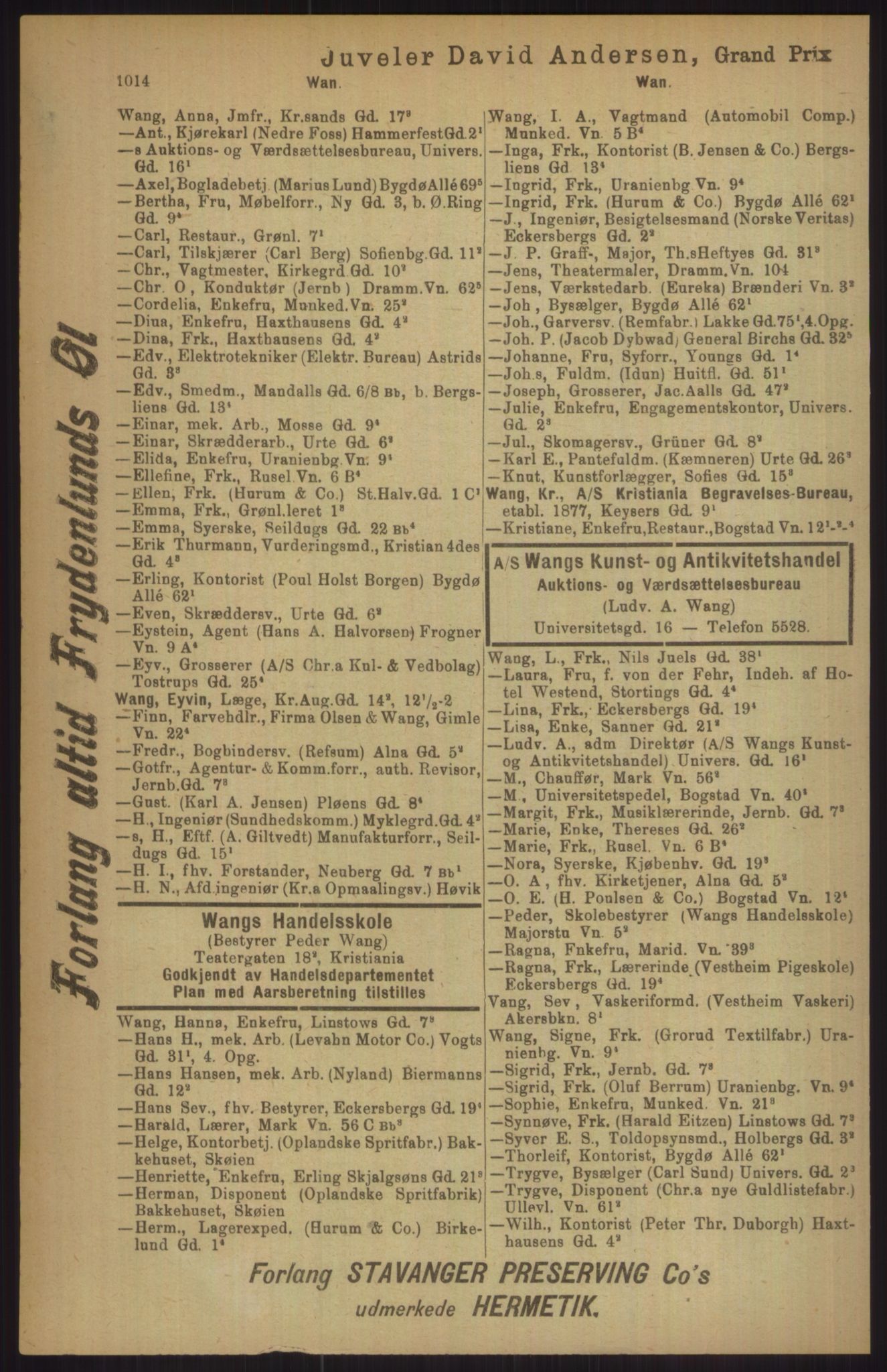 Kristiania/Oslo adressebok, PUBL/-, 1911, p. 1014