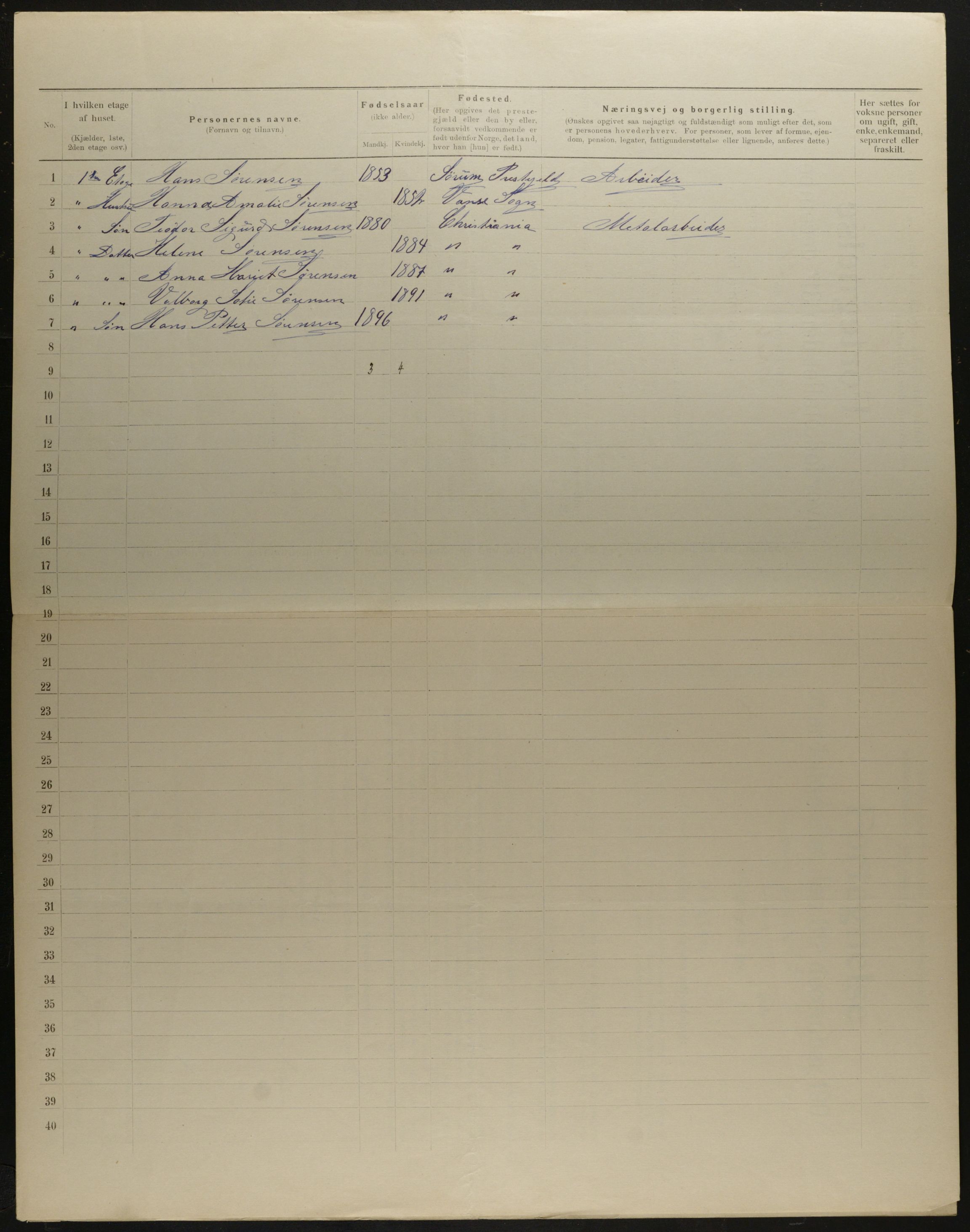 OBA, Municipal Census 1901 for Kristiania, 1901, p. 11446