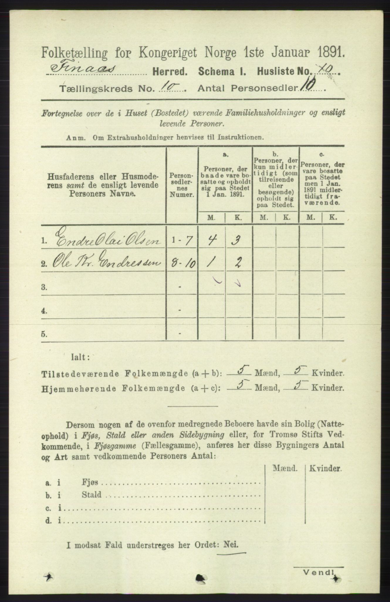 RA, 1891 census for 1218 Finnås, 1891, p. 4431