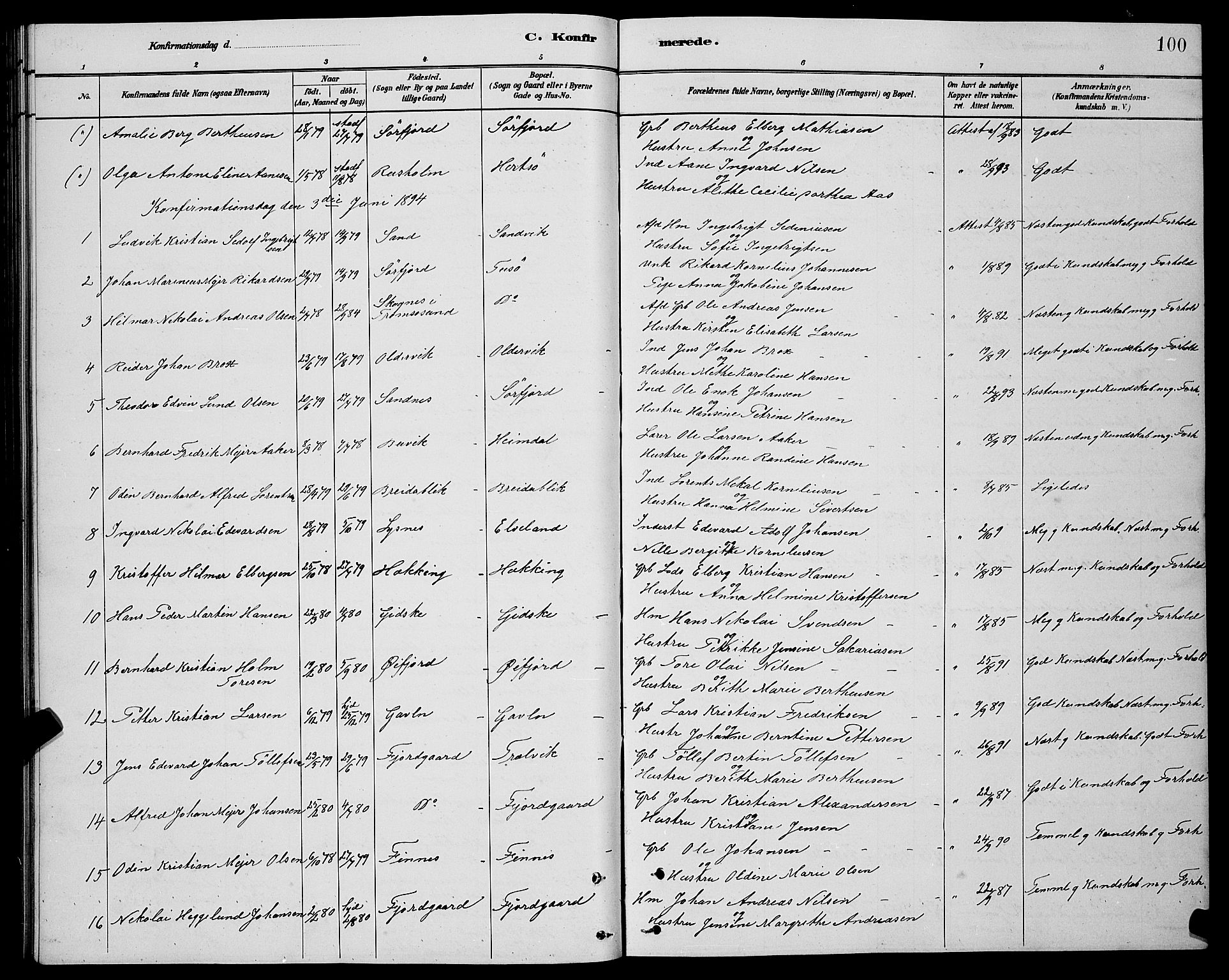 Lenvik sokneprestembete, SATØ/S-1310/H/Ha/Hab/L0021klokker: Parish register (copy) no. 21, 1884-1900, p. 100