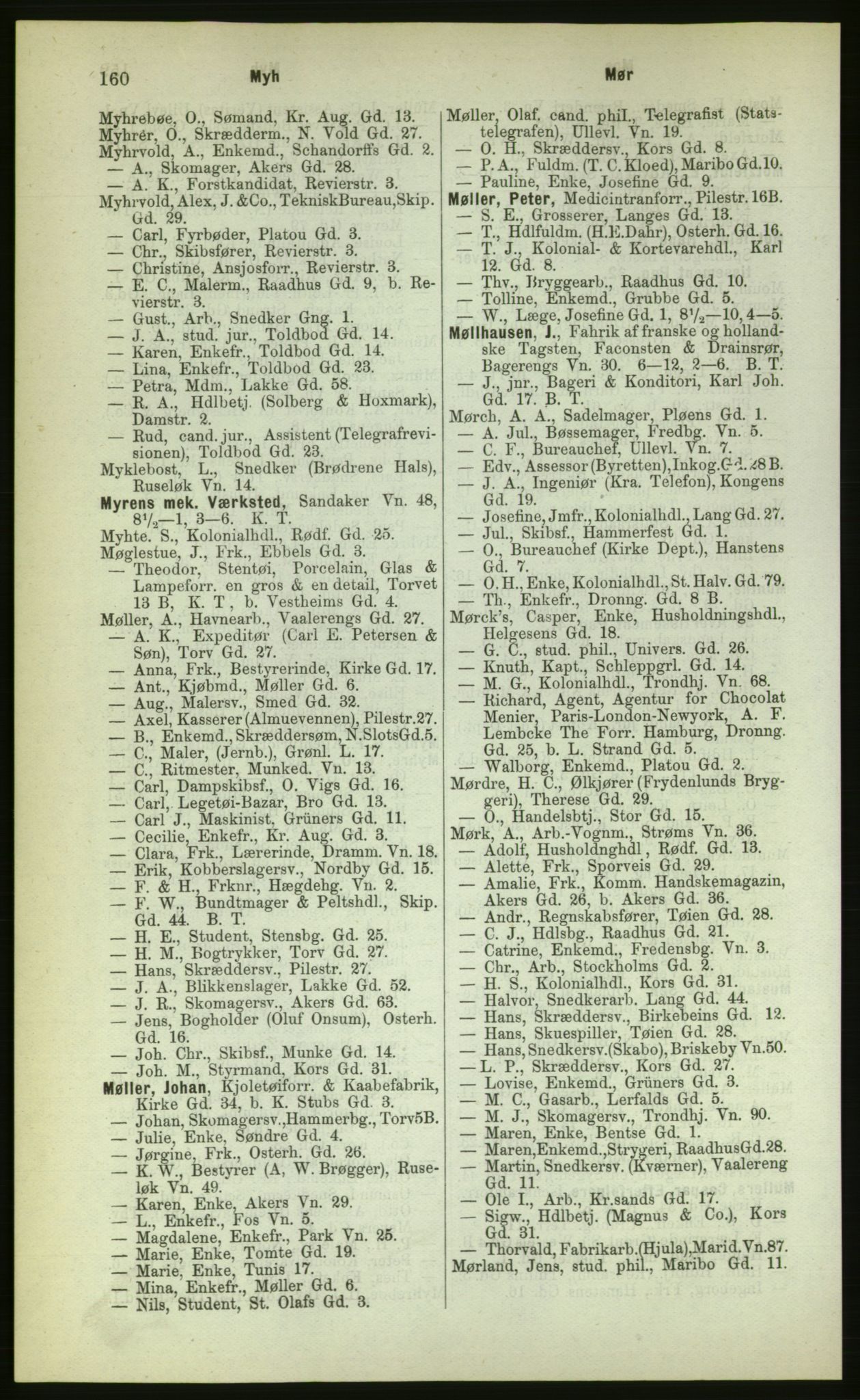 Kristiania/Oslo adressebok, PUBL/-, 1883, p. 160
