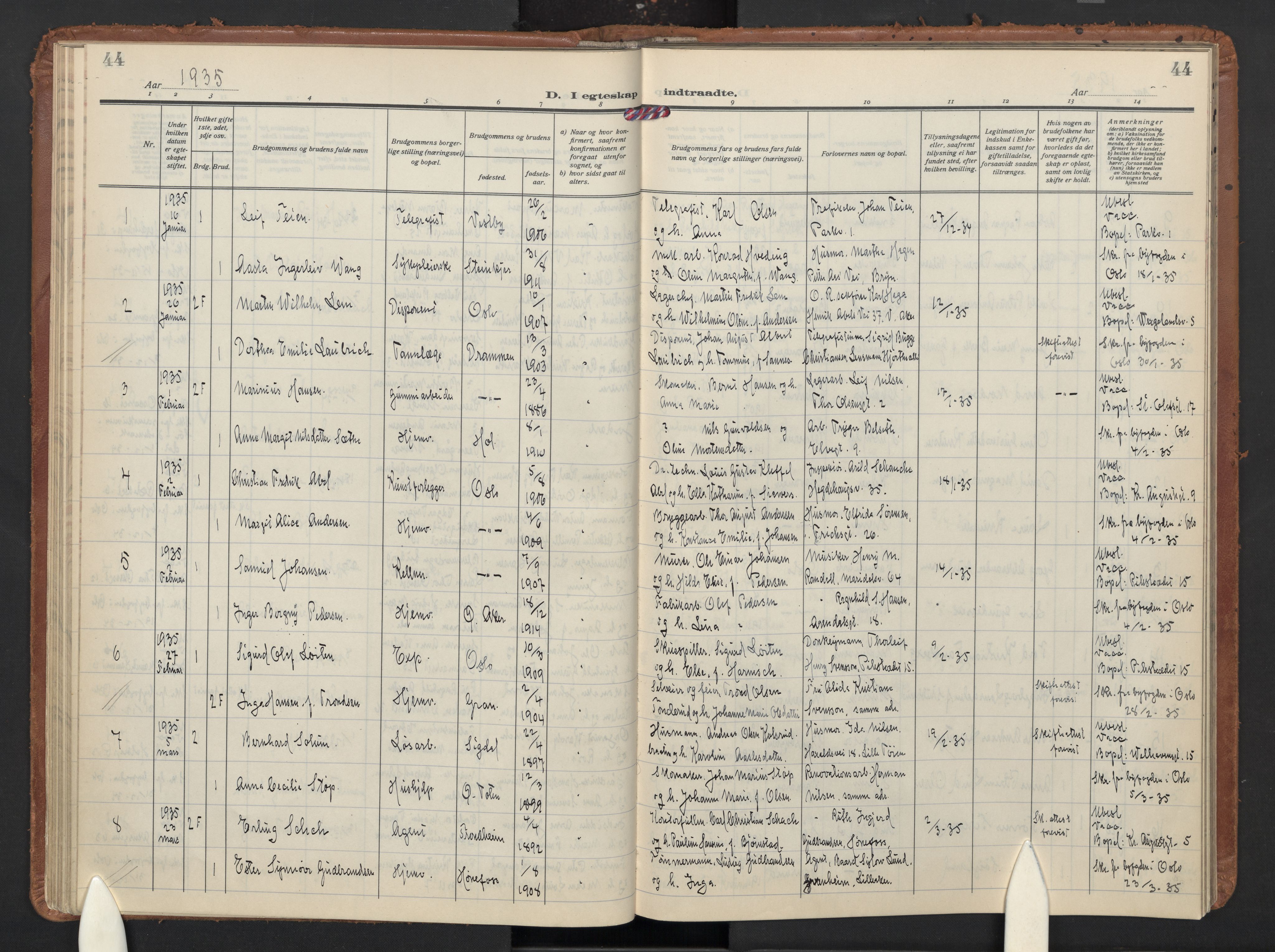 Trefoldighet prestekontor Kirkebøker, AV/SAO-A-10882/F/Fg: Parish register (official) no. VII 2, 1923-1940, p. 44