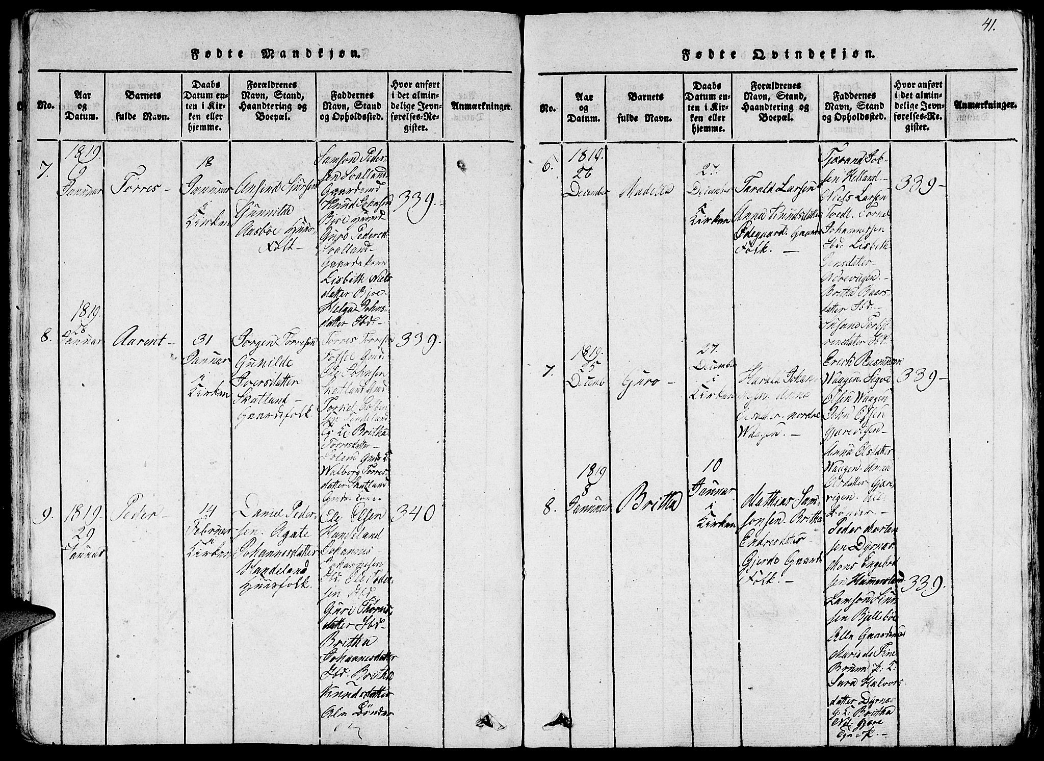 Fjelberg sokneprestembete, SAB/A-75201/H/Haa: Parish register (official) no. A 4, 1816-1822, p. 41