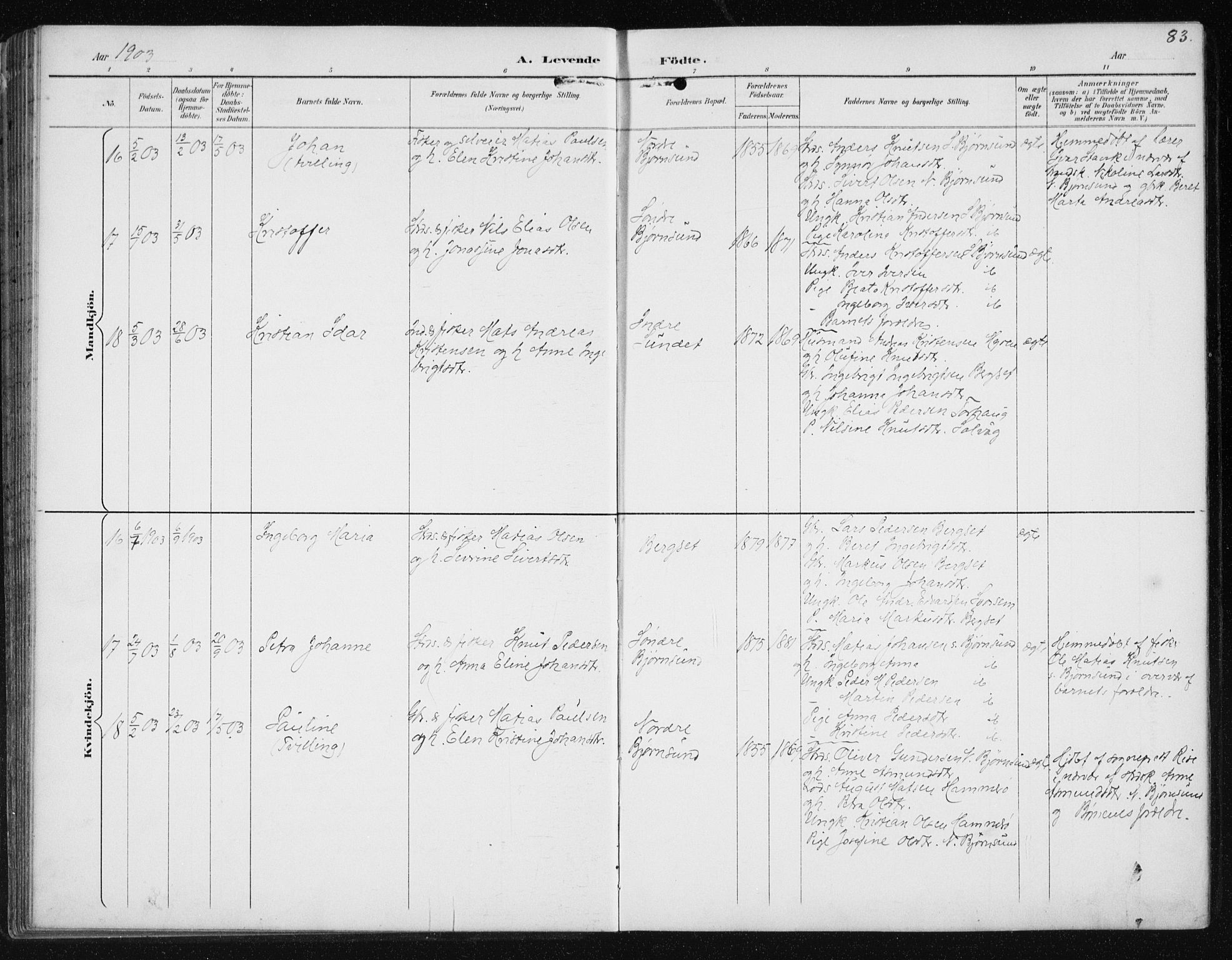 Ministerialprotokoller, klokkerbøker og fødselsregistre - Møre og Romsdal, AV/SAT-A-1454/566/L0773: Parish register (copy) no. 566C02, 1892-1909, p. 83