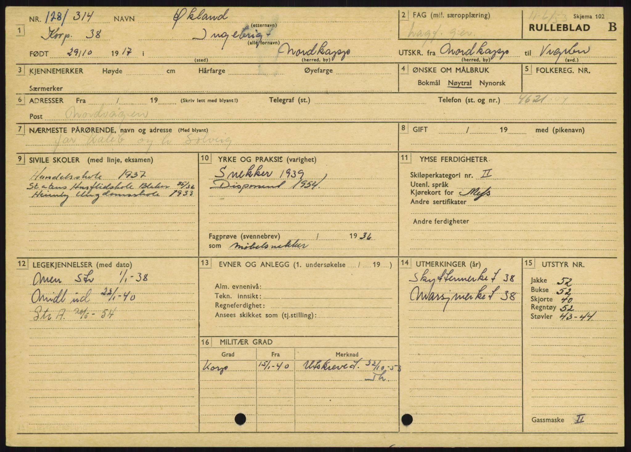 Forsvaret, Varanger bataljon, AV/RA-RAFA-2258/1/D/L0446: Rulleblad for menige født 1917-1919, 1917-1919, p. 294