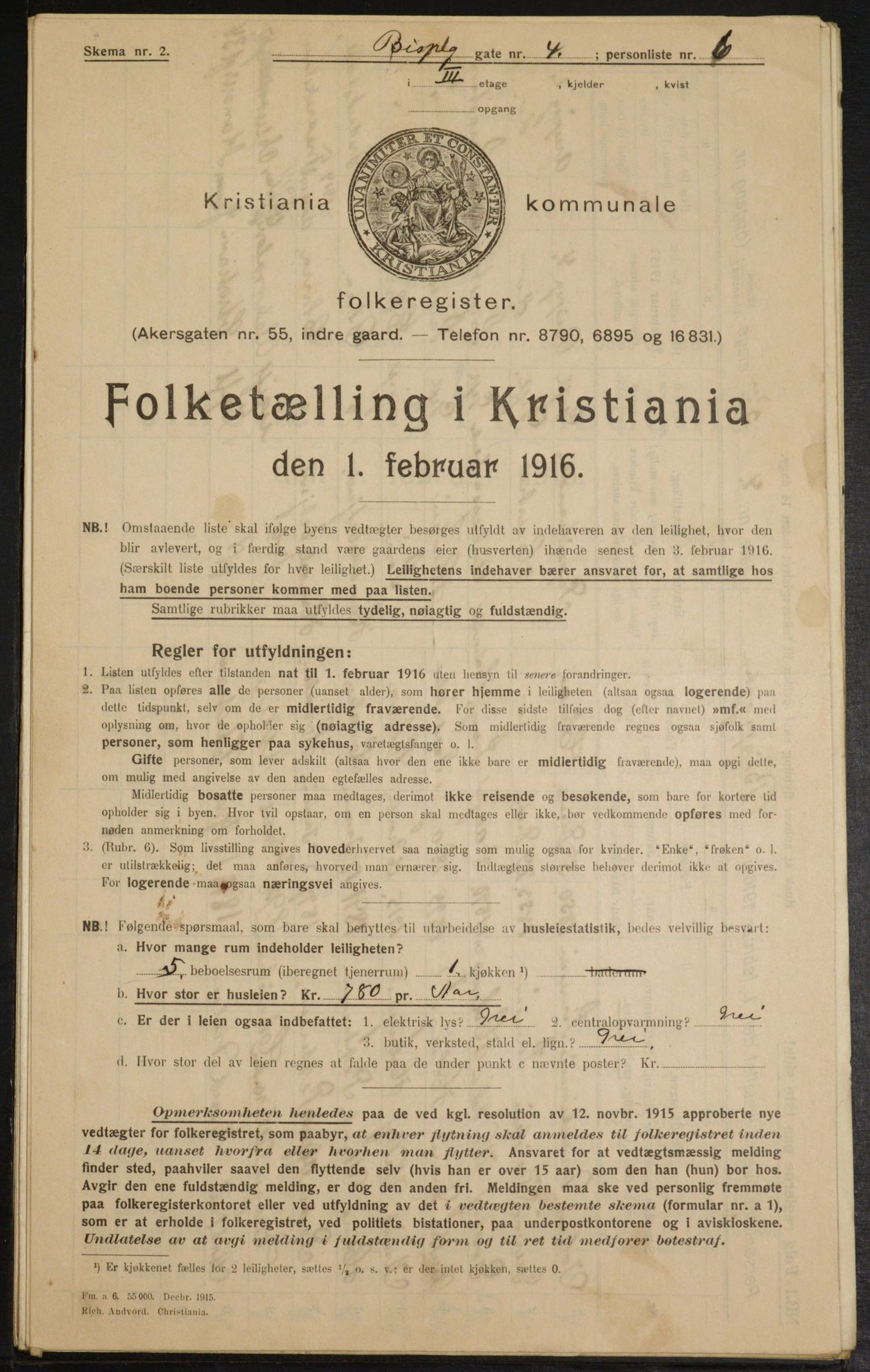 OBA, Municipal Census 1916 for Kristiania, 1916, p. 5427