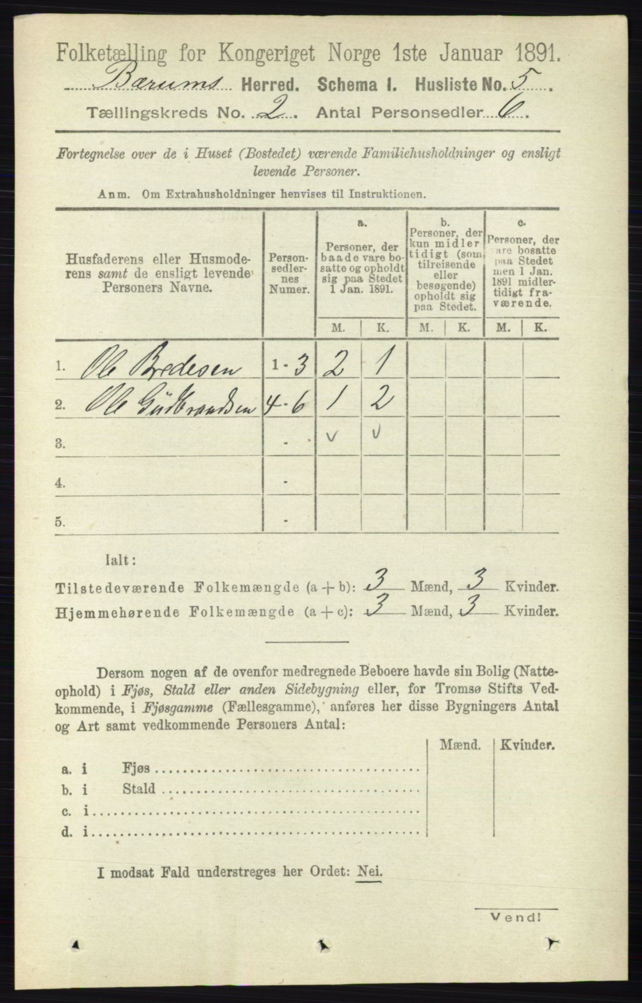 RA, 1891 census for 0219 Bærum, 1891, p. 955