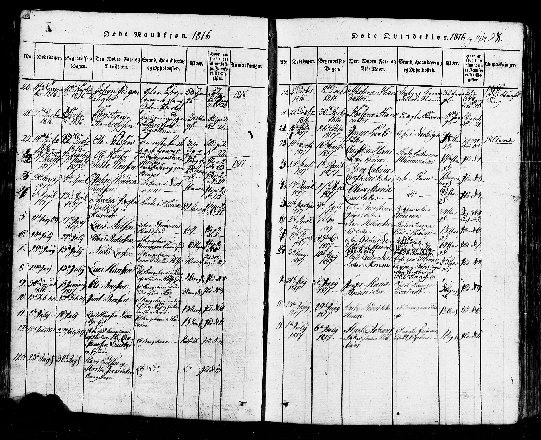 Hurum kirkebøker, AV/SAKO-A-229/G/Ga/L0001: Parish register (copy) no. I 1, 1816-1826, p. 98