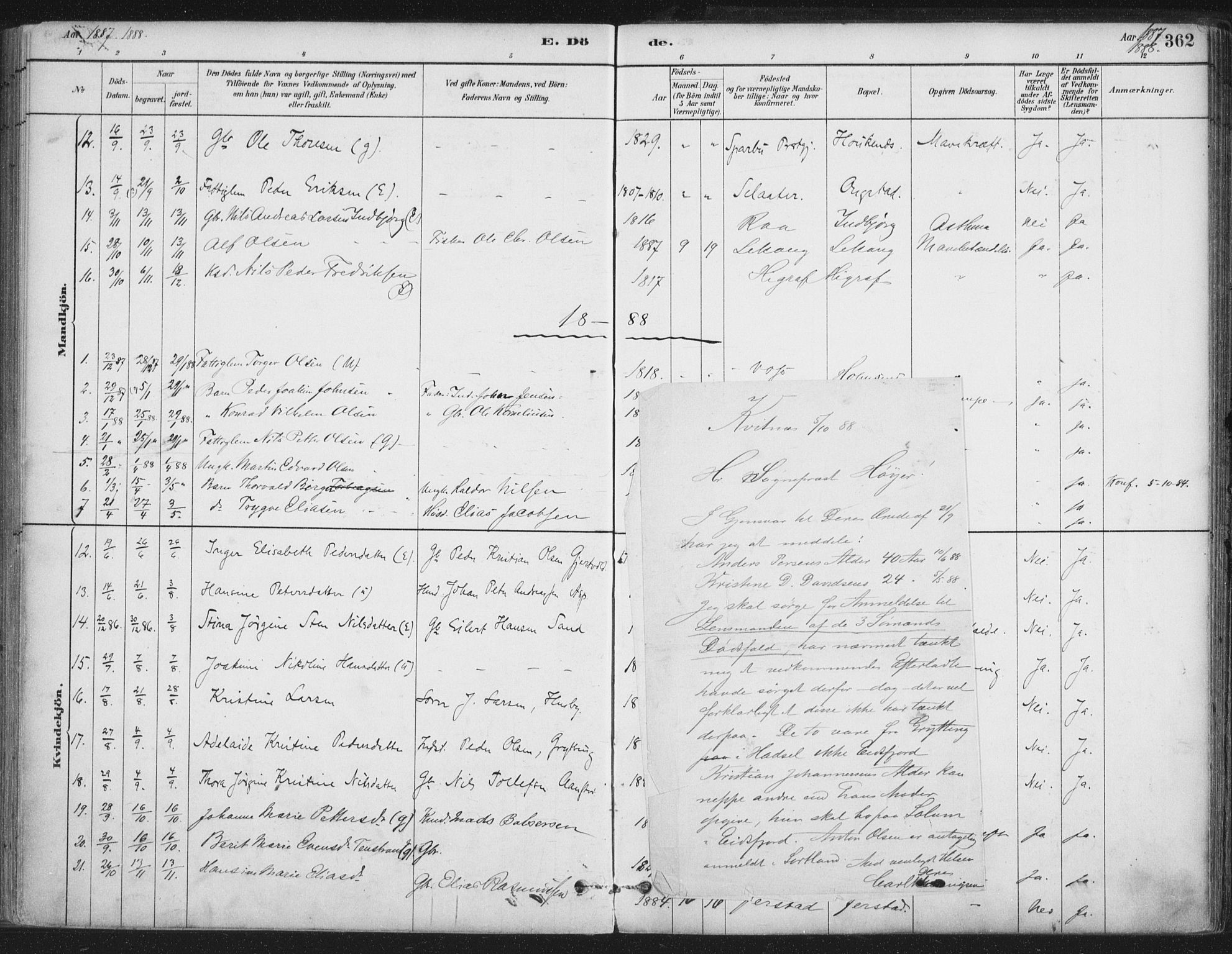Ministerialprotokoller, klokkerbøker og fødselsregistre - Nordland, SAT/A-1459/888/L1244: Parish register (official) no. 888A10, 1880-1890, p. 362