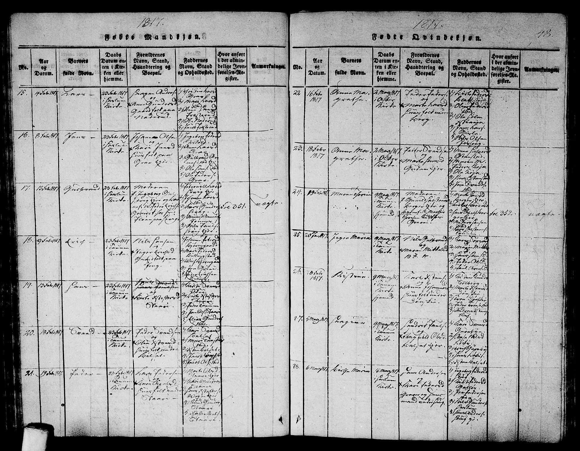 Asker prestekontor Kirkebøker, AV/SAO-A-10256a/G/Ga/L0001: Parish register (copy) no. I 1, 1814-1830, p. 48