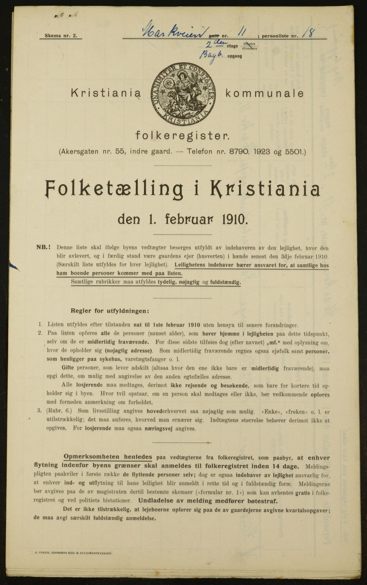 OBA, Municipal Census 1910 for Kristiania, 1910, p. 61147