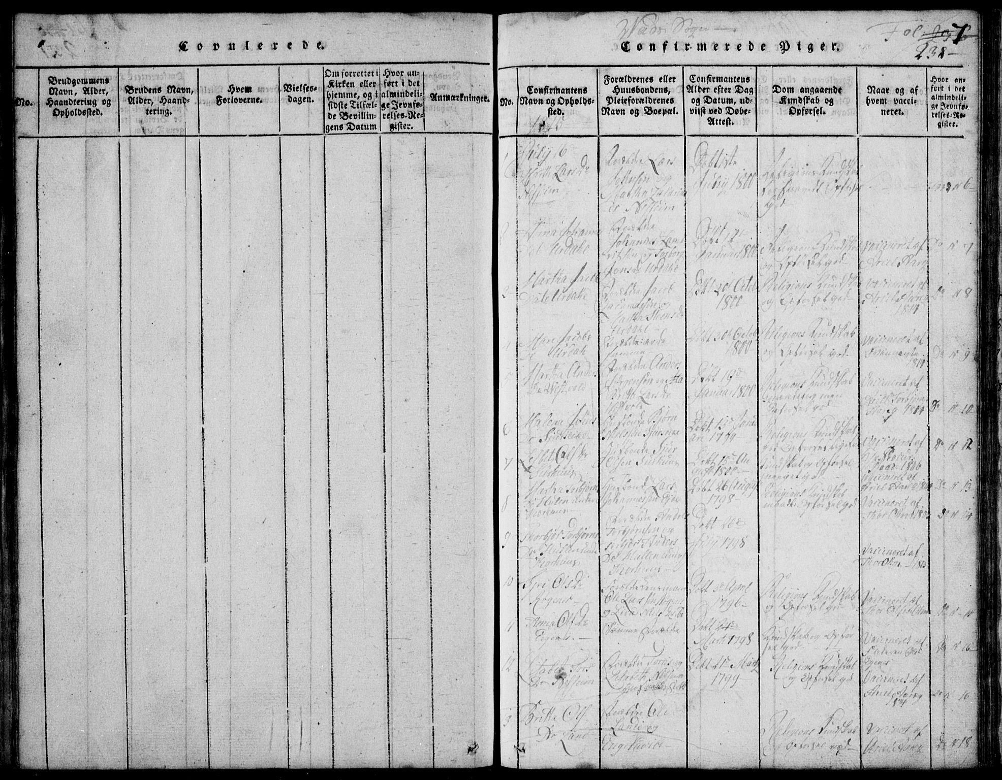 Skjold sokneprestkontor, SAST/A-101847/H/Ha/Hab/L0002: Parish register (copy) no. B 2 /2, 1815-1830, p. 238