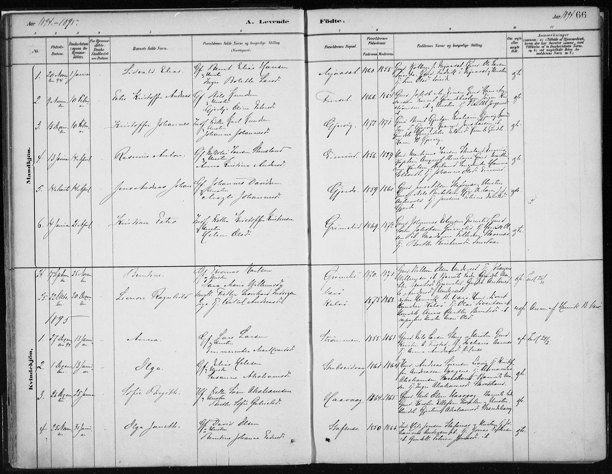 Askvoll sokneprestembete, SAB/A-79501/H/Haa/Haab/L0002: Parish register (official) no. B 2, 1879-1909, p. 66