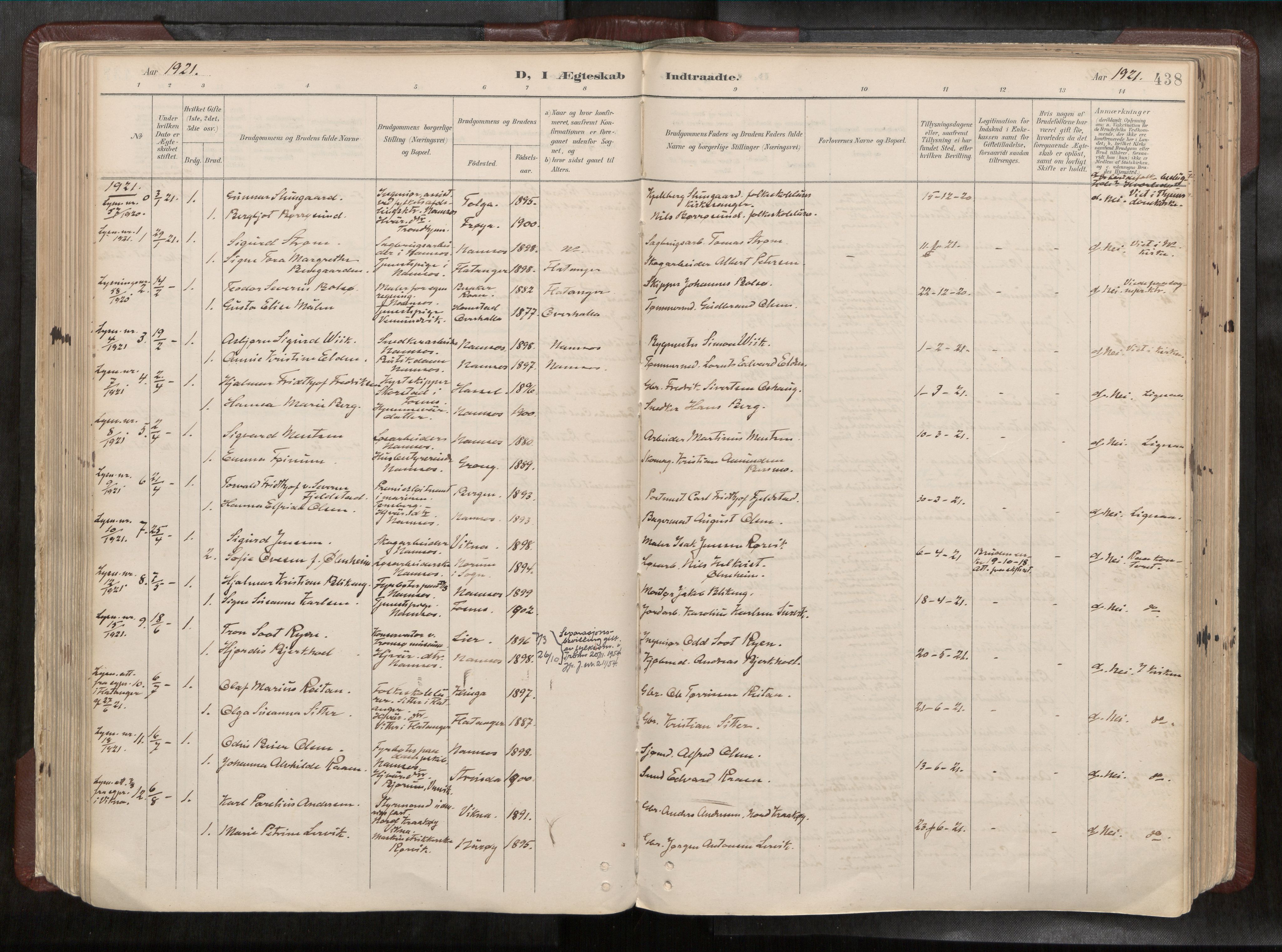 Ministerialprotokoller, klokkerbøker og fødselsregistre - Nord-Trøndelag, SAT/A-1458/768/L0579a: Parish register (official) no. 768A14, 1887-1931, p. 438